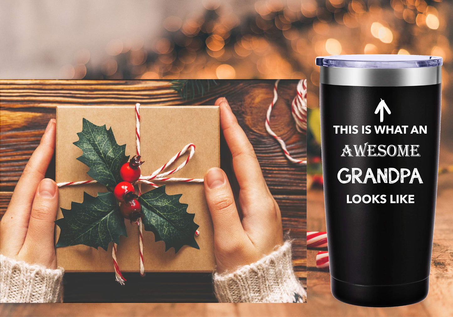 This Is What An Awesome Grandpa Looks Like Mug.Funny Grandpa Gifts.Birthday,Christmas Gifts for Men,Granddads,Grandfather,Grandpa from Grandchildren,Son,Daughter Tumbler(20oz Black)