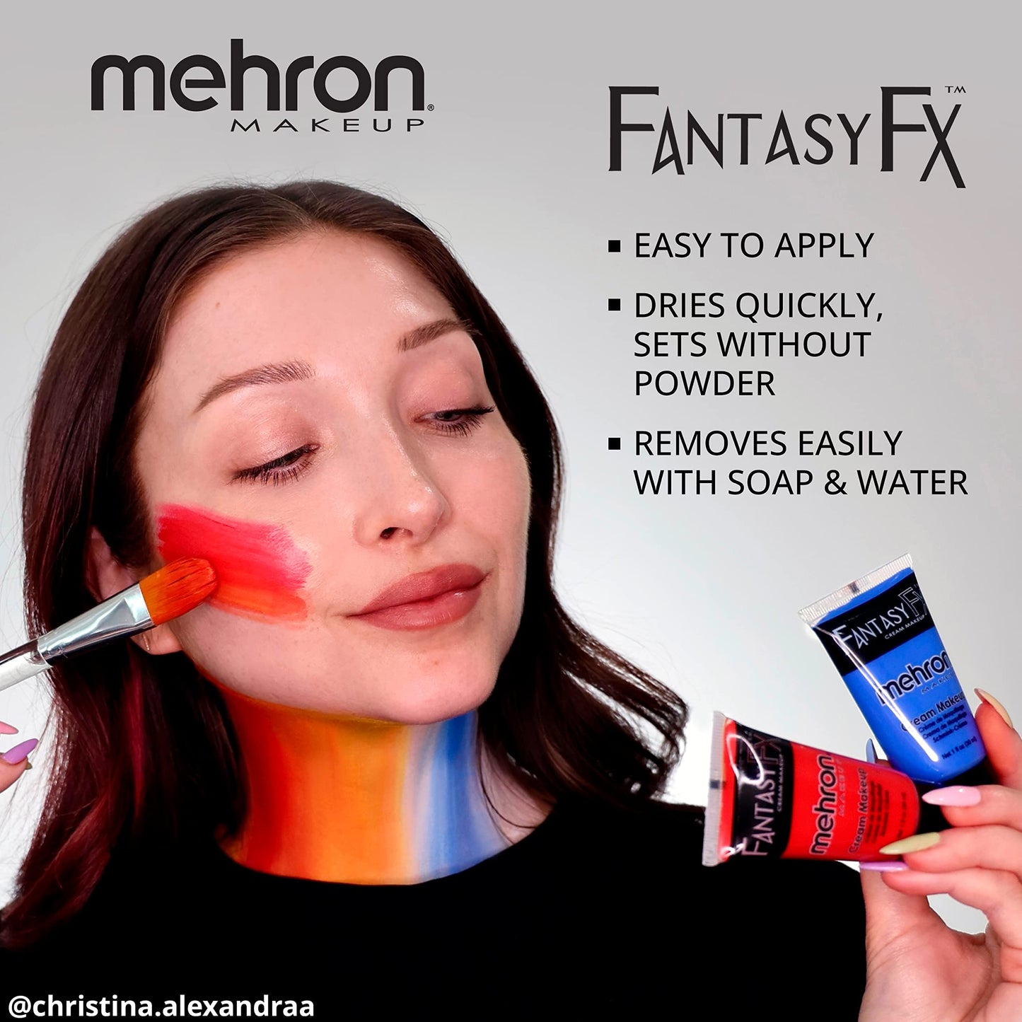 Mehron Makeup Fantasy FX Cream Makeup | Water Based | Halloween | Black Face & Body Paint For Adults 1 fl oz (30ml) (Black)