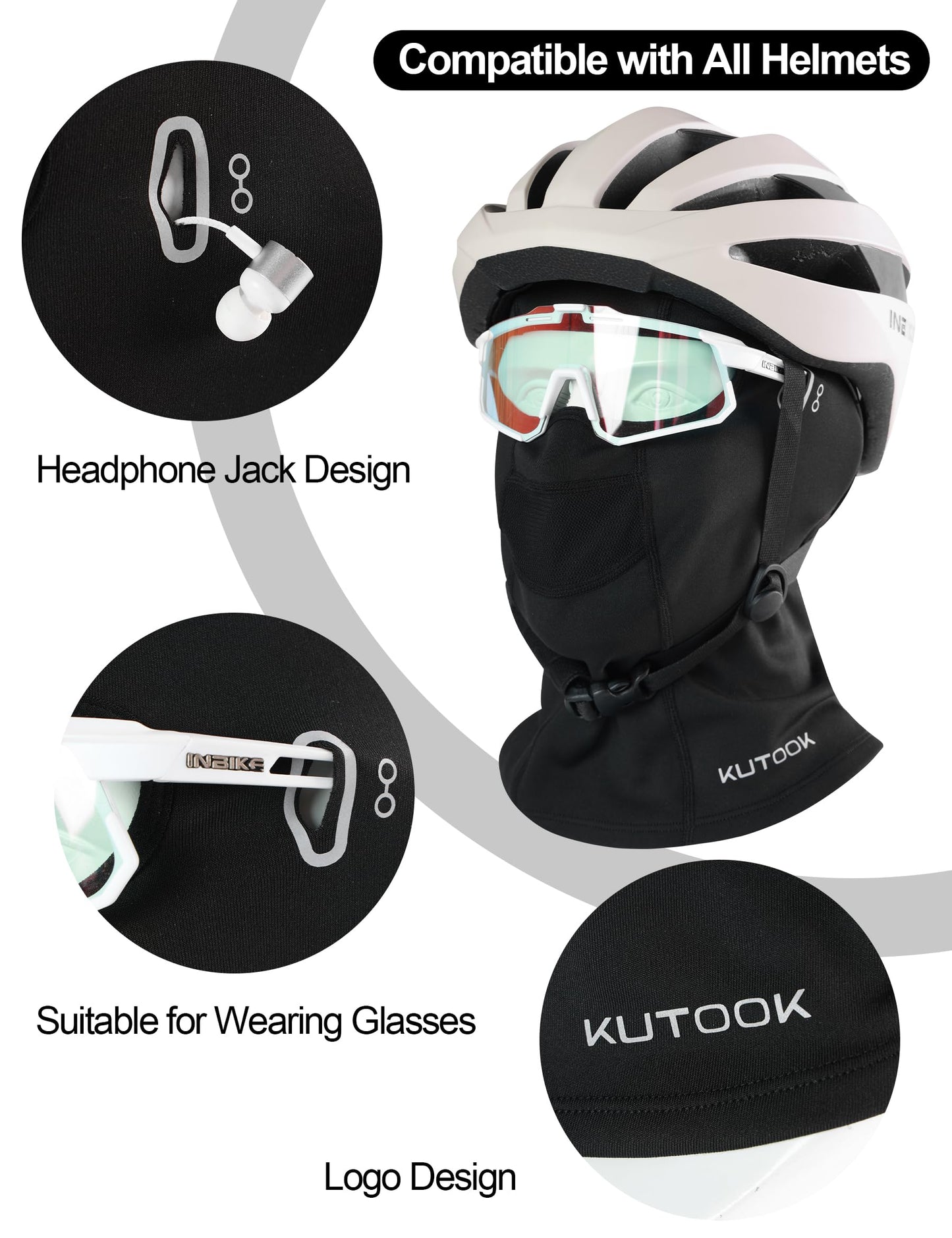 KUTOOK Black Balaclava Ski Mask Men Women Winter Motorcycle Football Full Head Face Mask Cold Weather Pasa Montañas para Hombre Black