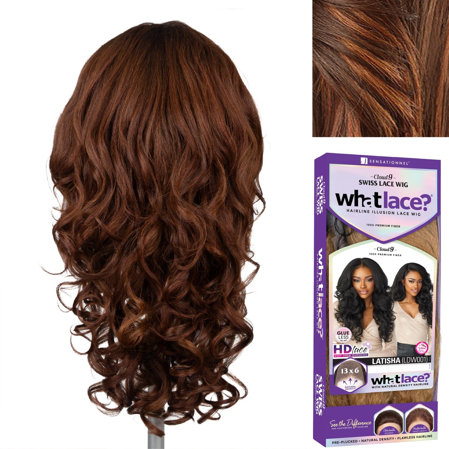 Sensationnel What lace 13x6 wigs - latisha lacefrontal hand tied glueless synthetic with natural density preplucked hairline (FLAMBOYAGECHOCOLATE)