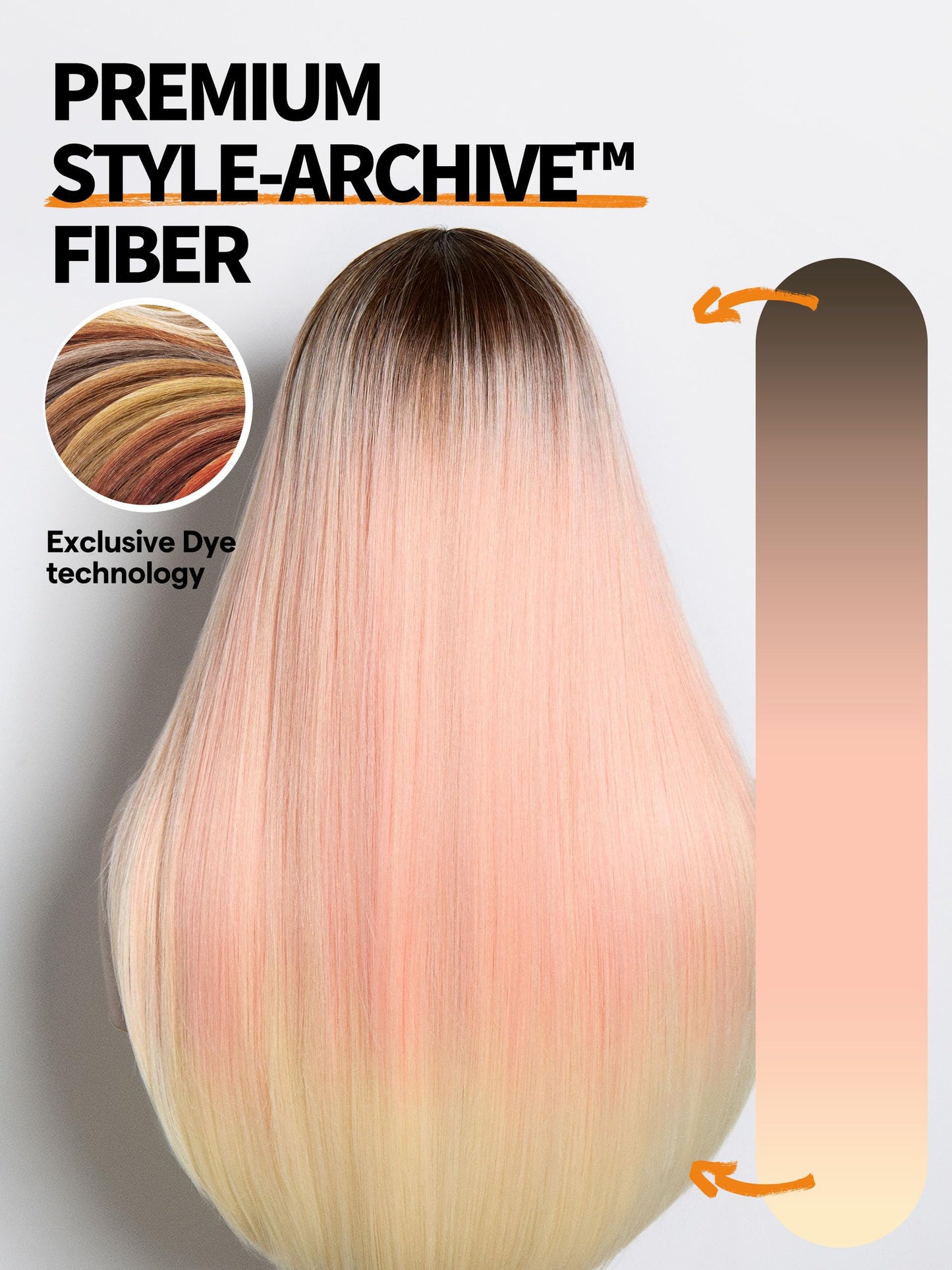 GORGIUS Peach Pink Straight Wig with Bangs Glueless Layered Fringe Bang Wig with Realistic True Scalp Upgraded with Style-Archive Premium Synthetic Fiber