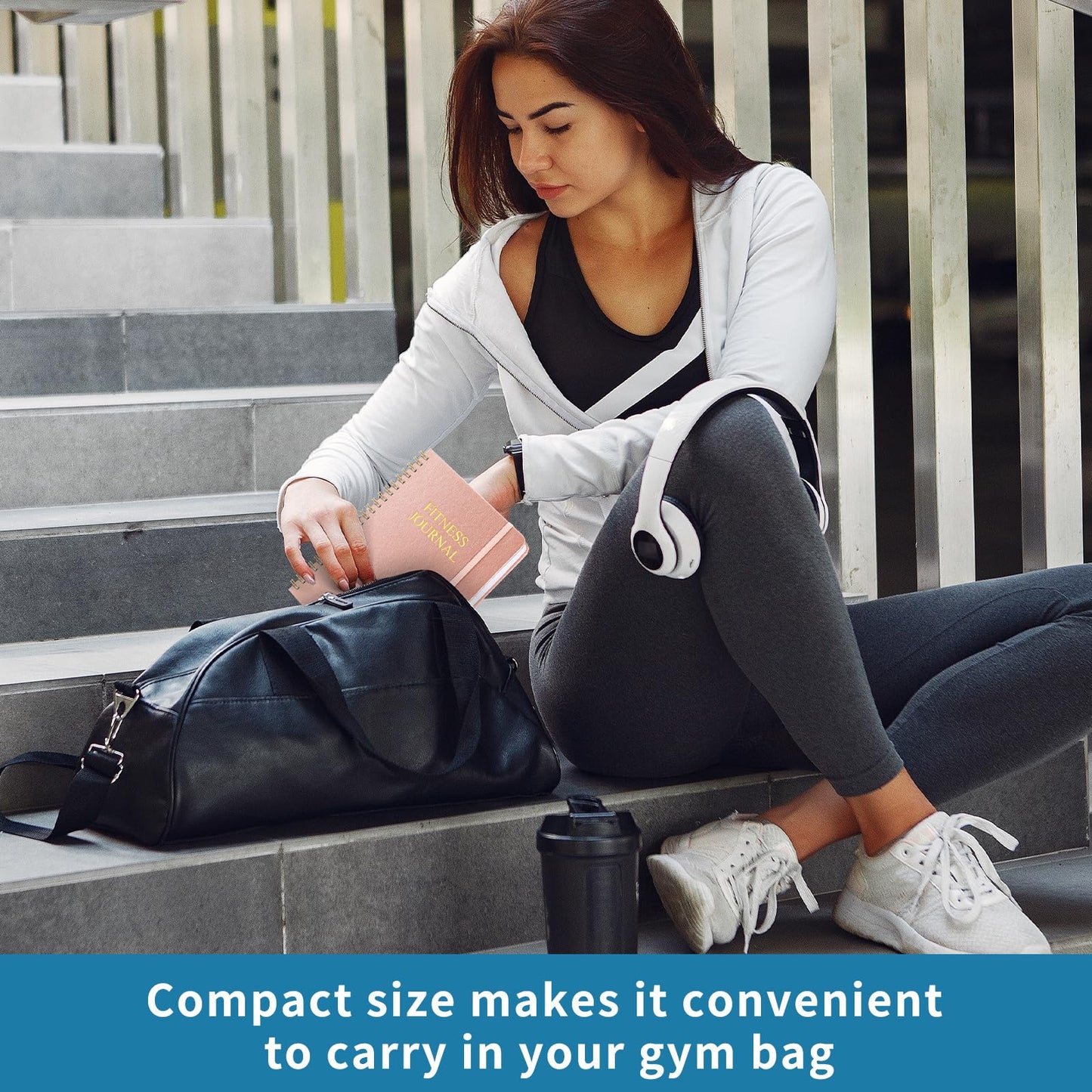 Fitness Journal Workout Journal for Women & Men, Hard Cover Leather Fitness Planner, Workout Log Book With Gym Goals, Calendar, Progress Tracker, A5-5.7" x 8.3" - Rose Gold