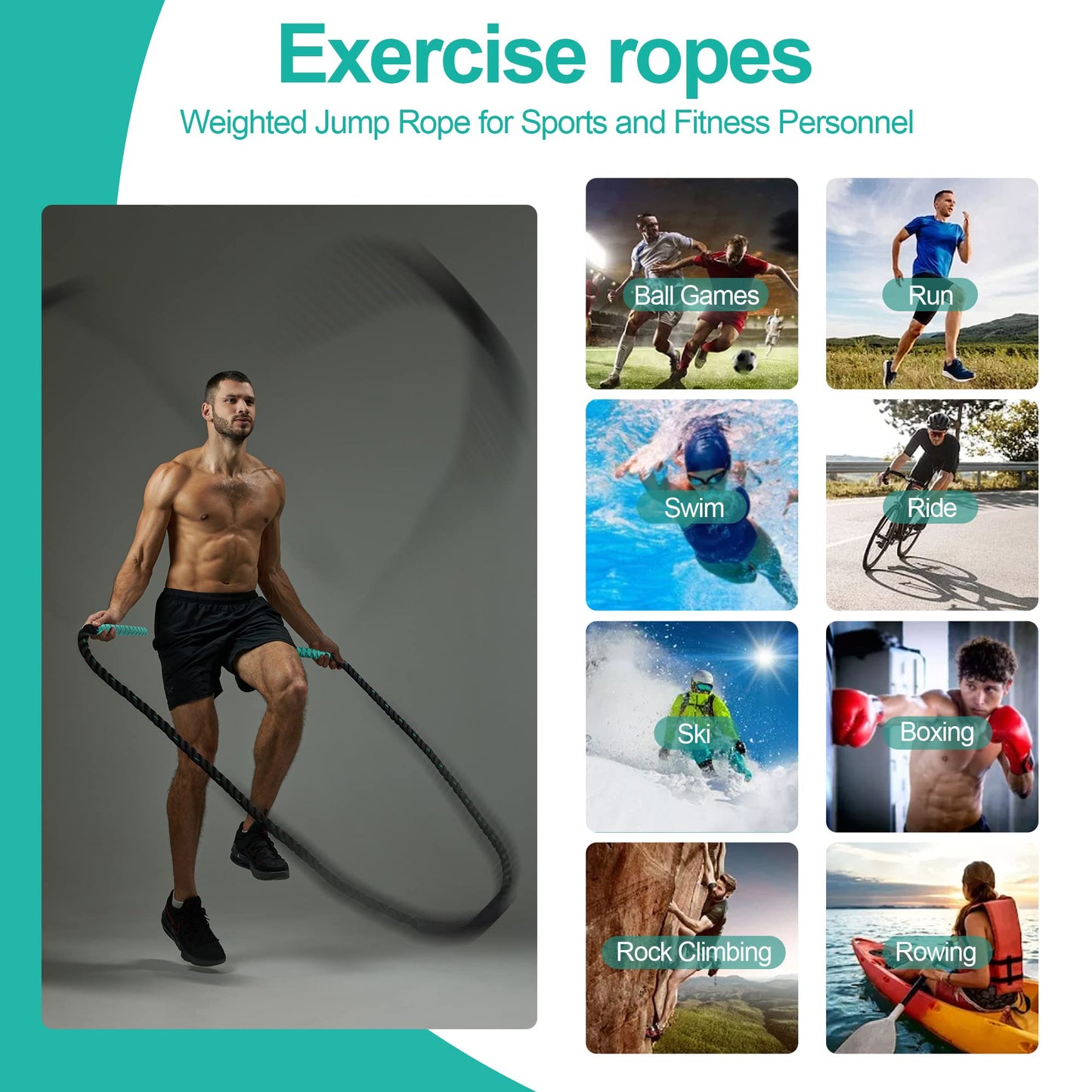 DREETINO 11FT-2.3LB Weighted Jump Rope for Adult Fitness, Upgraded 2 layers Cozy Handle Heavy Duty Skipping Rope, Men and Women Whole Body Muscle Exercise to Improve Strength Endurance Training Sports Jumping rope