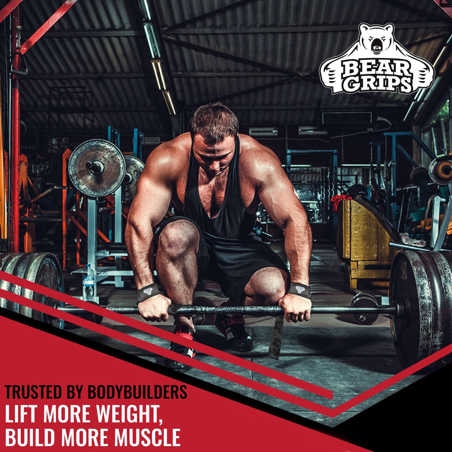 Bear Grips Lifting Straps Gym, Wrist Straps for Weightlifting, Gym Straps, Weightlifting Straps, Deadlift Straps, Weight Lifting Straps for Men, Weight Straps Lifting Women, 2 Lifting Strap Black Camo