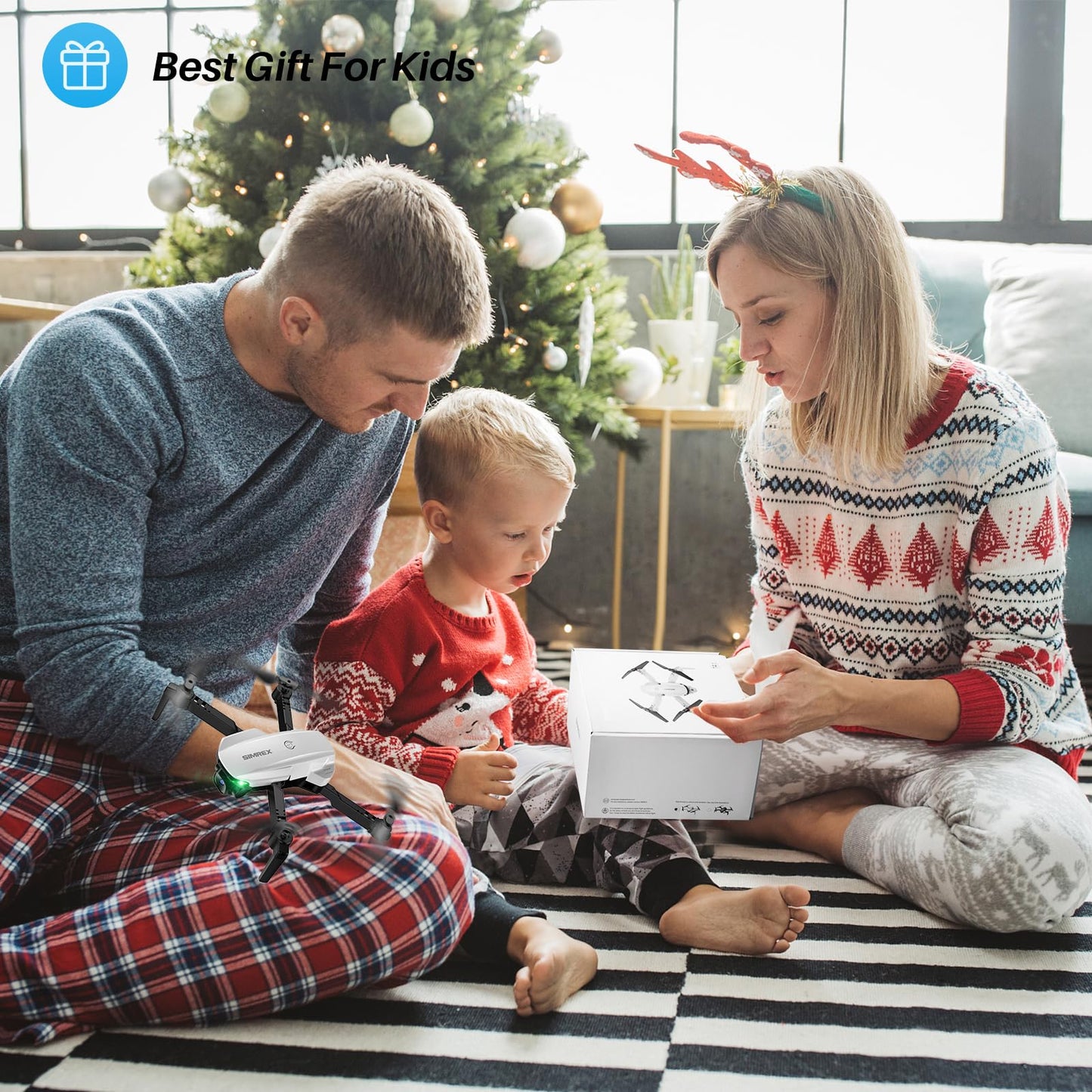 Simrex Drone With 1080P FPV Camera for Adults - Quadcopter Drone with Hover Stable, Foldable Mini Drones With One Key Start, Waypoint Fly, Headless Mode, Auto-Follow, 3D Flip, 3 Speeds, 2 Batteries, Easy for Beginners