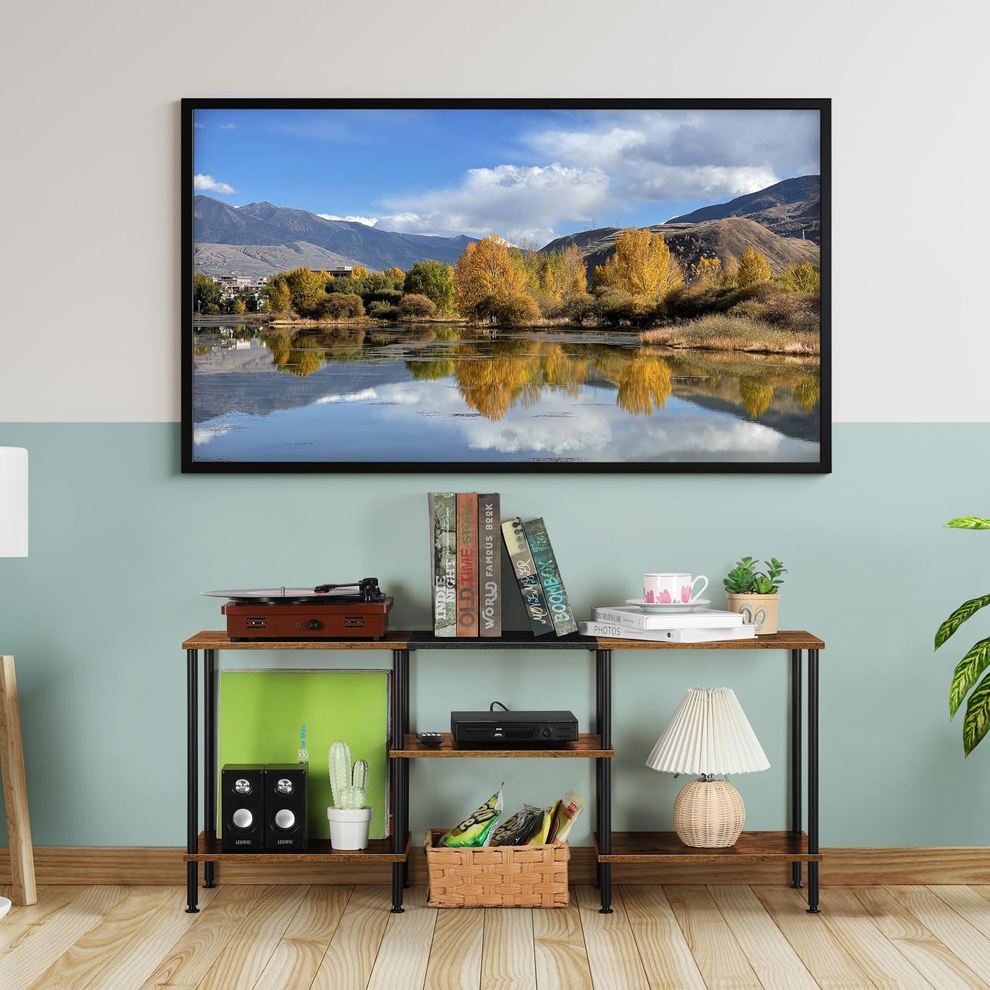 TV Stand for Bedroom 50 Inch TV Stand with Power Outlet 3 Tier Entertainment Center with Storage TV Console Table for 50 43 40 32 Inch TV, Rustic Brown