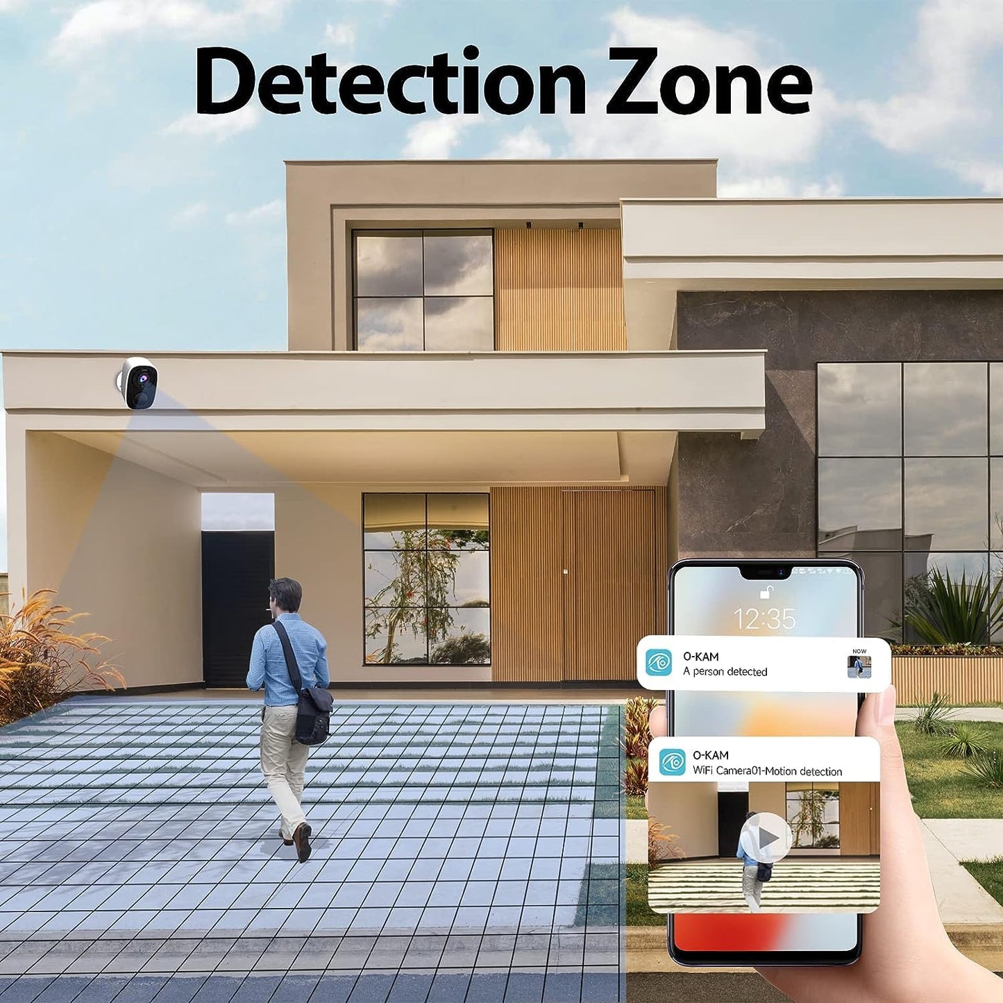 Rraycom 5MP Security Cameras Wireless Outdoor Solar Powered with AI Detection, 2K Color Night Vision Security Camera with 2 Way Audio, Alexa, No Monthly Fee, Spotlight & Siren, IP65 Waterproof