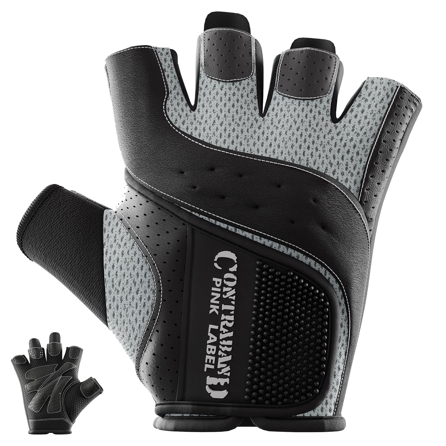 Contraband Pink Label 5137 Women's Padded Weight Lifting and Rowing Gloves w/Grip-Lock Padding (Pair) - Machine Washable Fingerless Workout Gloves Designed Specifically for Women (Gray, X-Small)