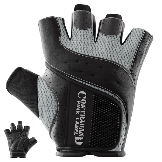 Contraband Pink Label 5137 Women's Padded Weight Lifting and Rowing Gloves w/Grip-Lock Padding (Pair) - Machine Washable Fingerless Workout Gloves Designed Specifically for Women (Gray, X-Small)