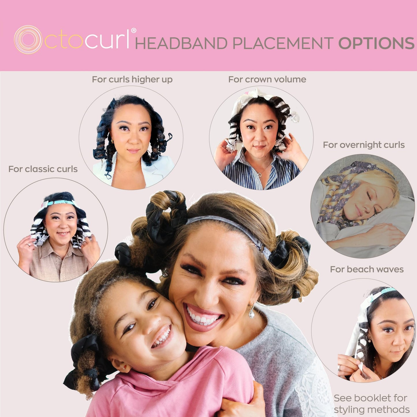 Octocurl Heatless Curls Headband - Hair Curlers to Sleep In - Heatless Curlers for Short Hair (Cotton - Camo)