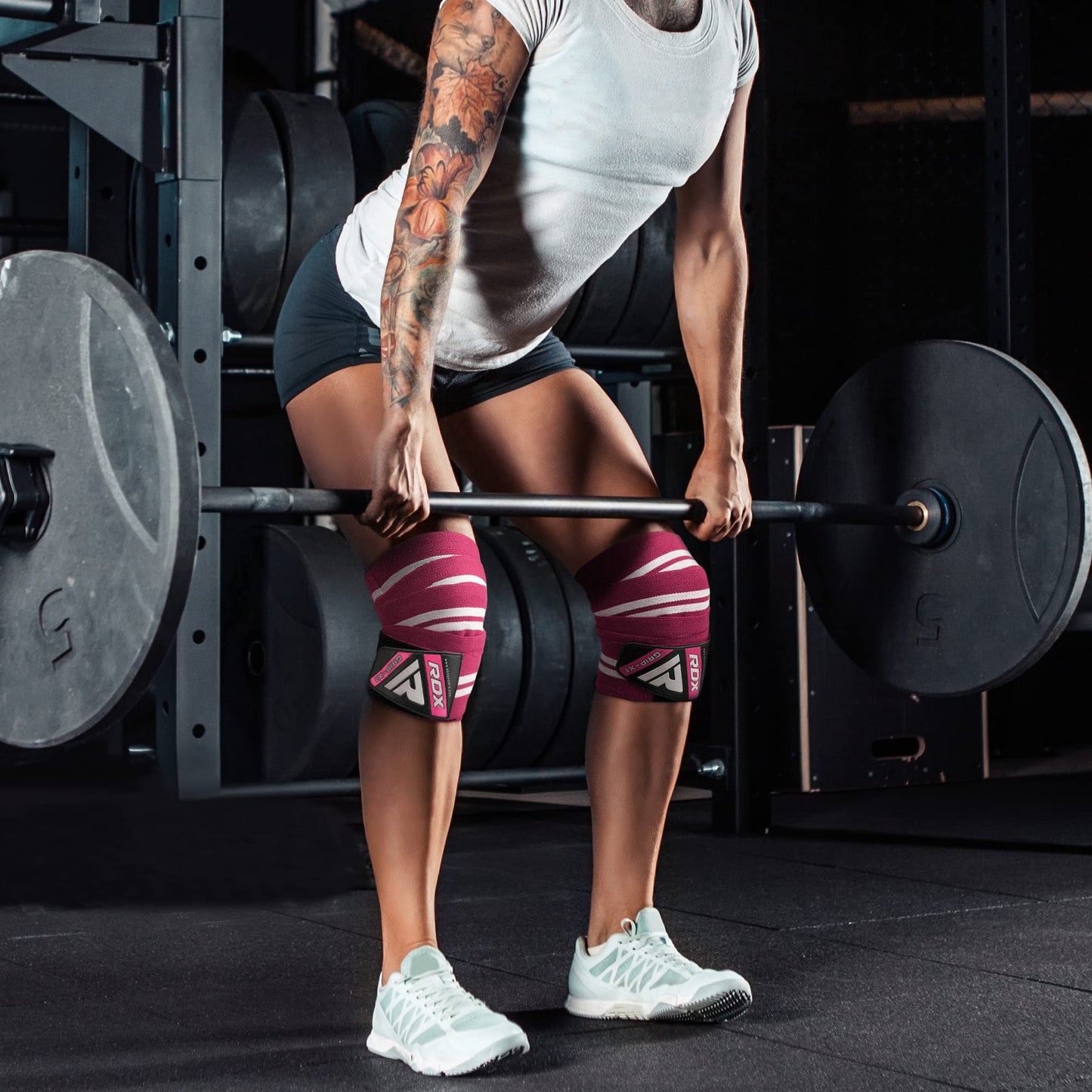 RDX Knee Wraps for Weightlifting, 78” Elasticated Straps Power Lifting Leg Press Support Gym Fitness Squats Workout Men Women