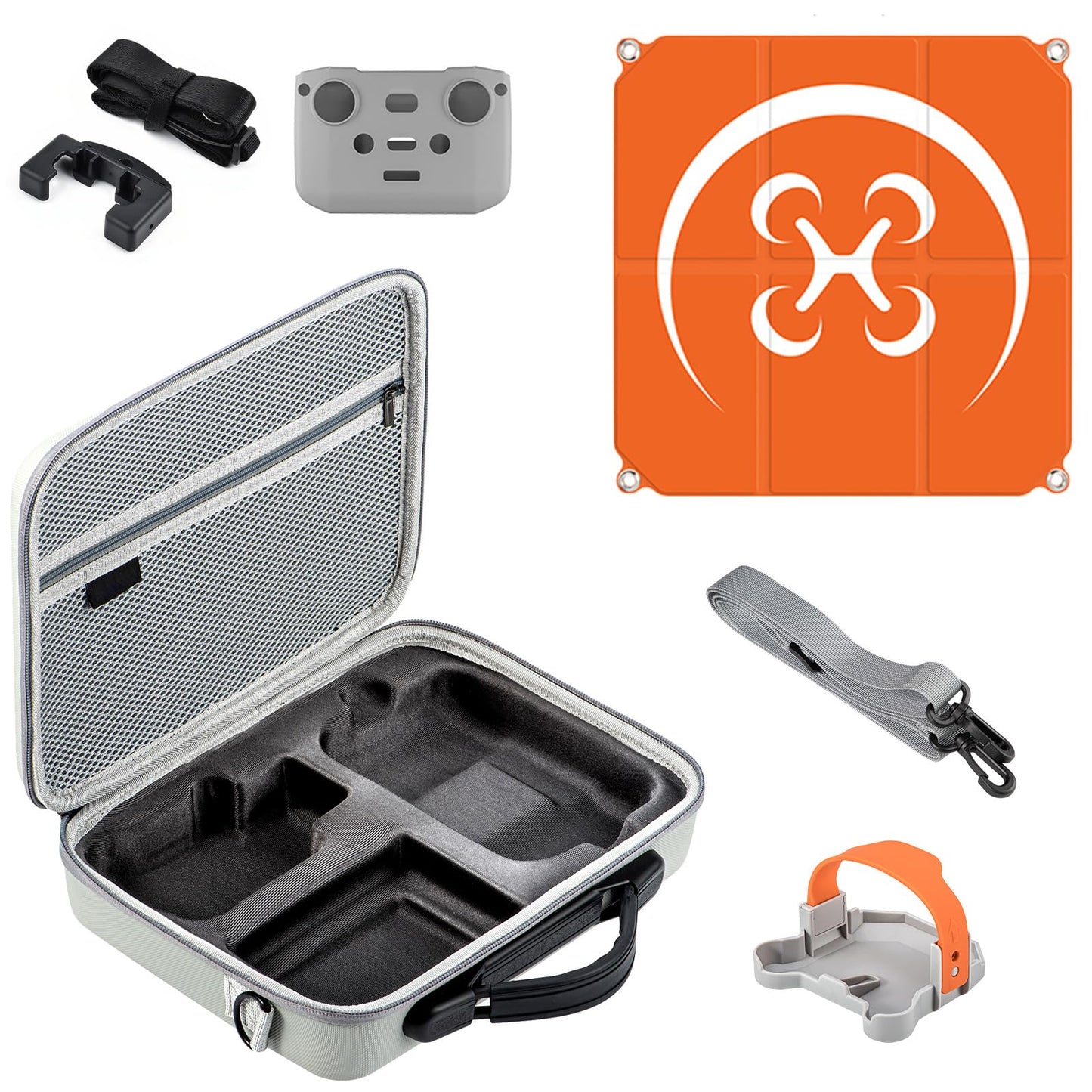DJI Mini 4K / Mini 2 / Mini 2 SE 5-in-1 Accessories Combo, with Drone Case, Drone Landing Pad, Propeller Holder, RC-N1C Remote Control Lanyard, RC-N1C Remote Control Silicone Cover