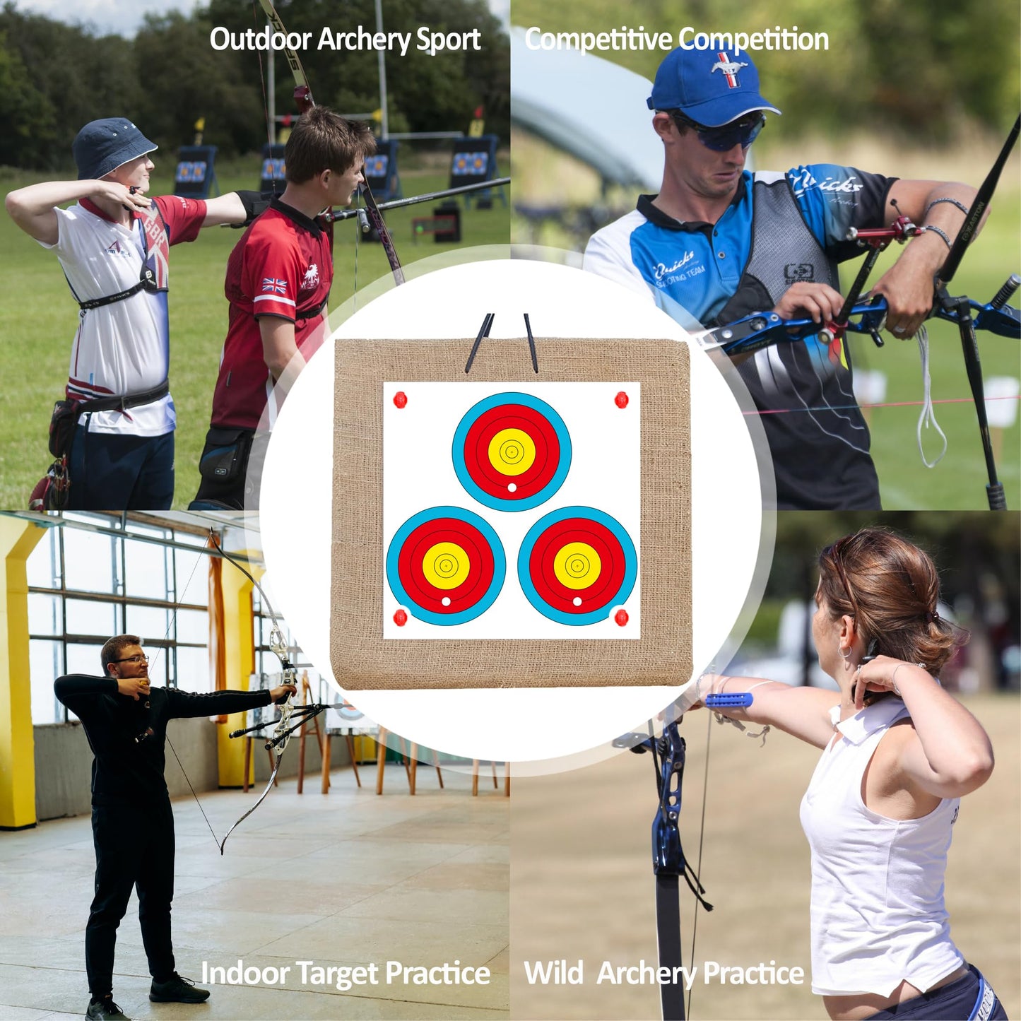 MOLFUJ Archery Targets Paper 3 Spot, New Las Version 30pcs/50pcs, Archery Target Pins Included, Bow and Arrow Targets for Hunting Backyard, Archery Target Practice Accessories