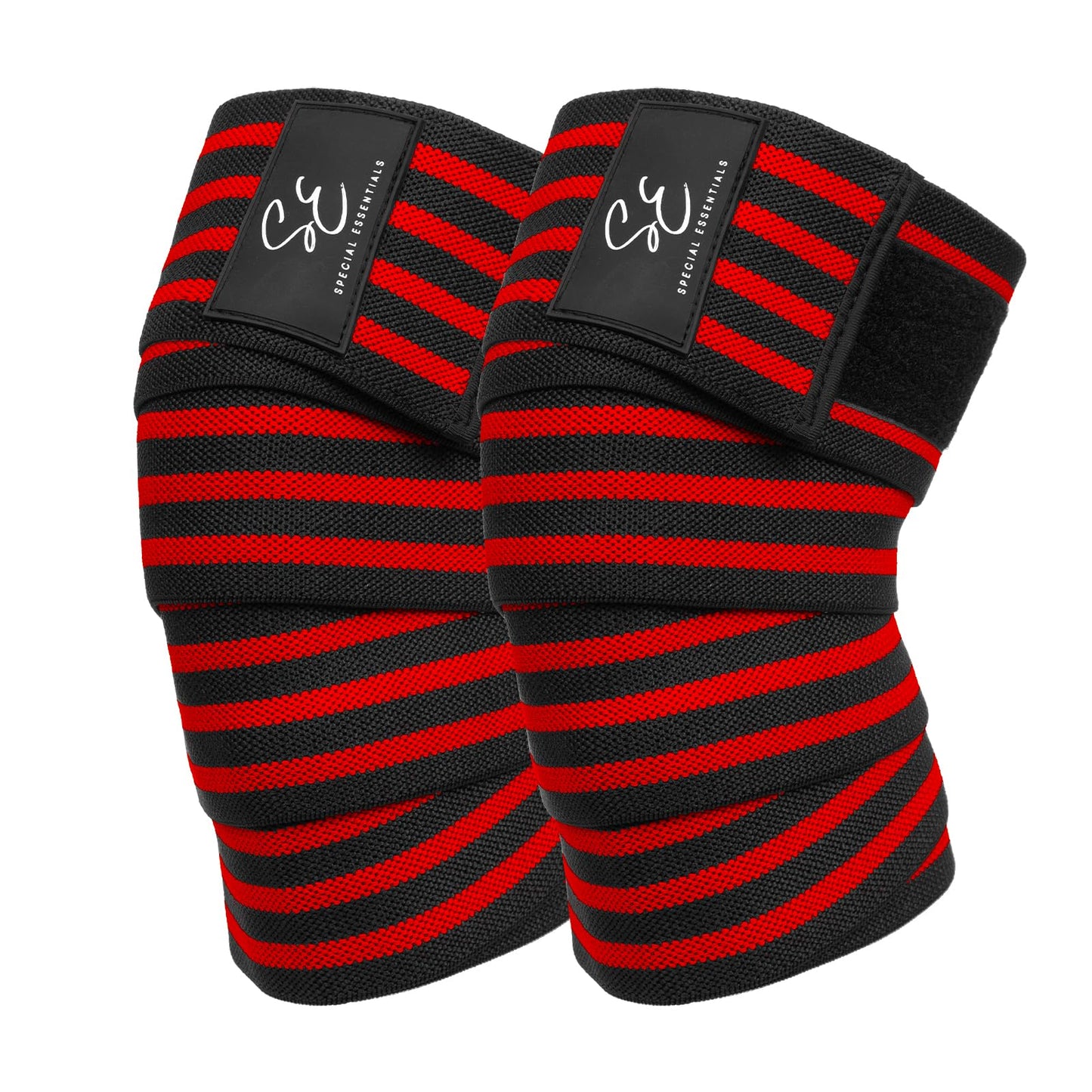 Special Essentials Knee Wraps for Weightlifting with Strap (2 Pack) - 72 Inches Flexible Support for Men & Women, for Powerlifting, Squats, Leg Press, and Cross Training