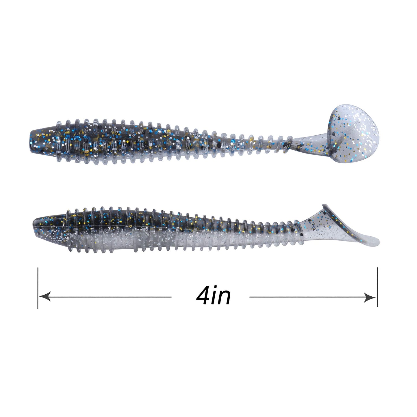 RUNCL Swimbaits Paddle 10/20/30/40PCS, 5/4/3/2 Inchs Paddle Tail, Soft Lure for Trout Crappie Bass, Durable Plastic Bait Swimmer for Saltwater/Freshwater, Fishing Lover's Gift