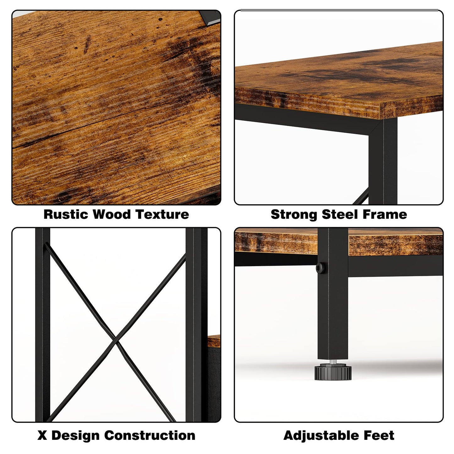 YGEOMER TV Stand for 75 Inch TV Entertainment Center with Power Outlets TV Console Table deepen with Fabric Drawers Metal Frame Storage Shelves and for Living Room, Bedroom 63" Rustic Brown