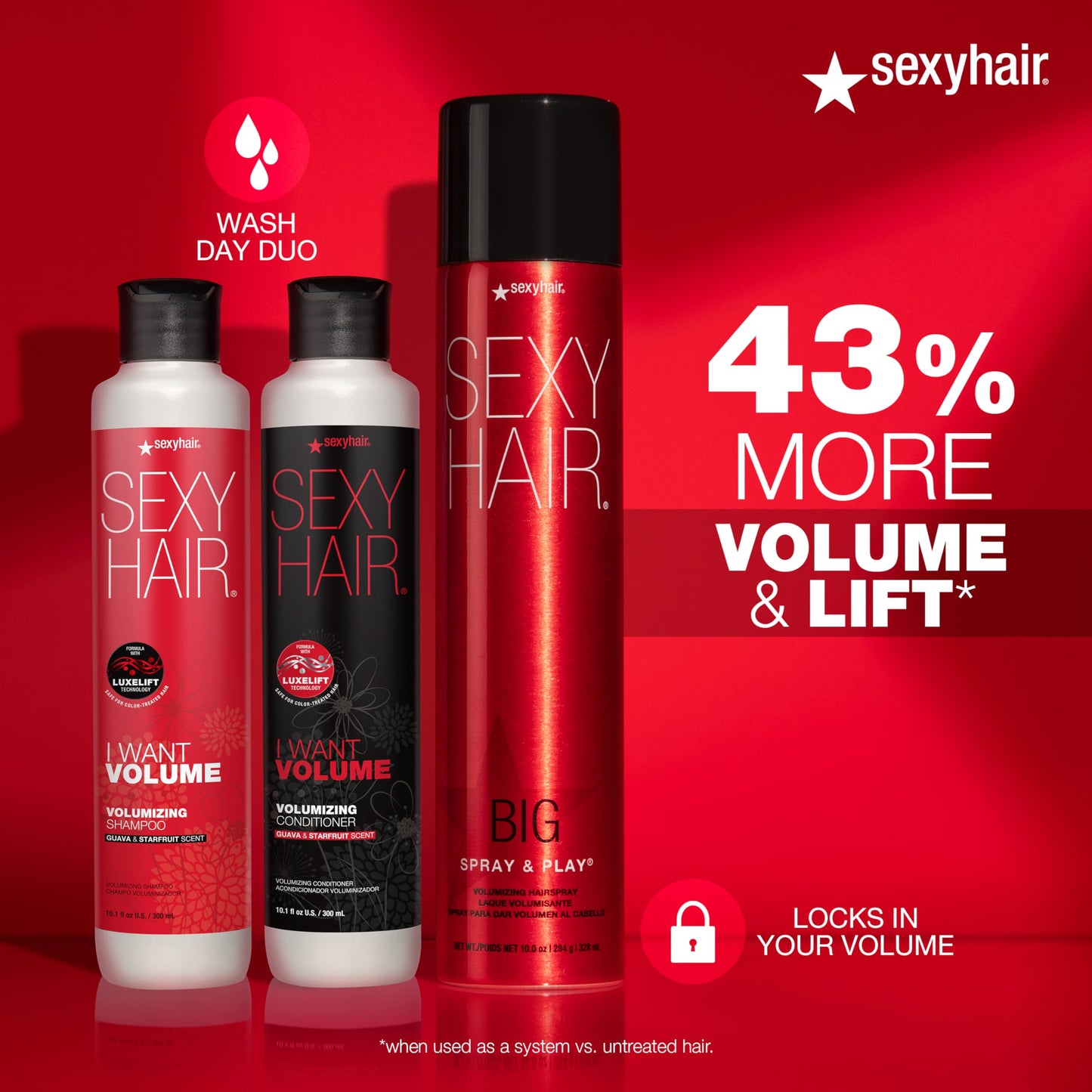 SexyHair Big Spray & Play Volumizing Hairspray, 16 Oz | Hold and Shine | Up to 72 Hour Humidity Resistance | All Hair Types