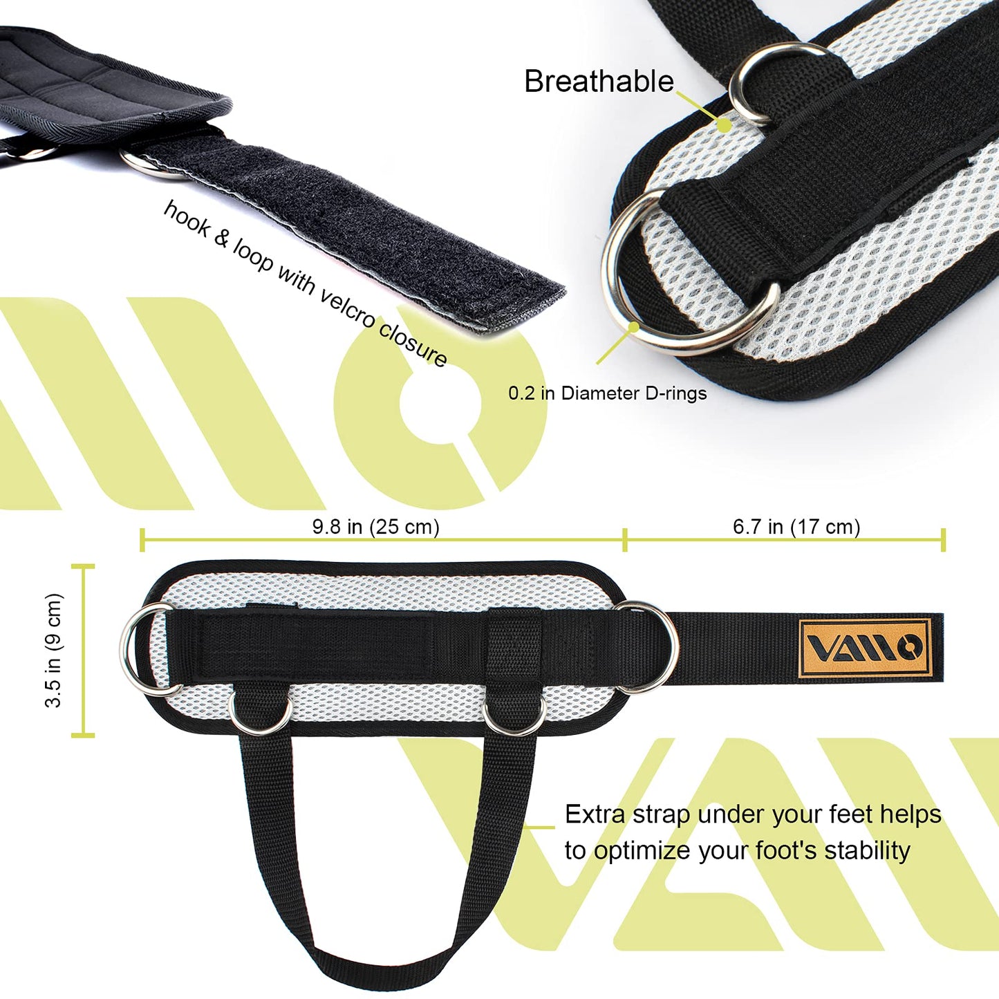 VAIIO Ankle Straps for Cable Machines,Adjustable Comfort fit Neoprene, Reinforce Double D-Ring - Premium Ankle Cuffs to improve abdominal muscles, lift The butts, tone The legs for Men & Women