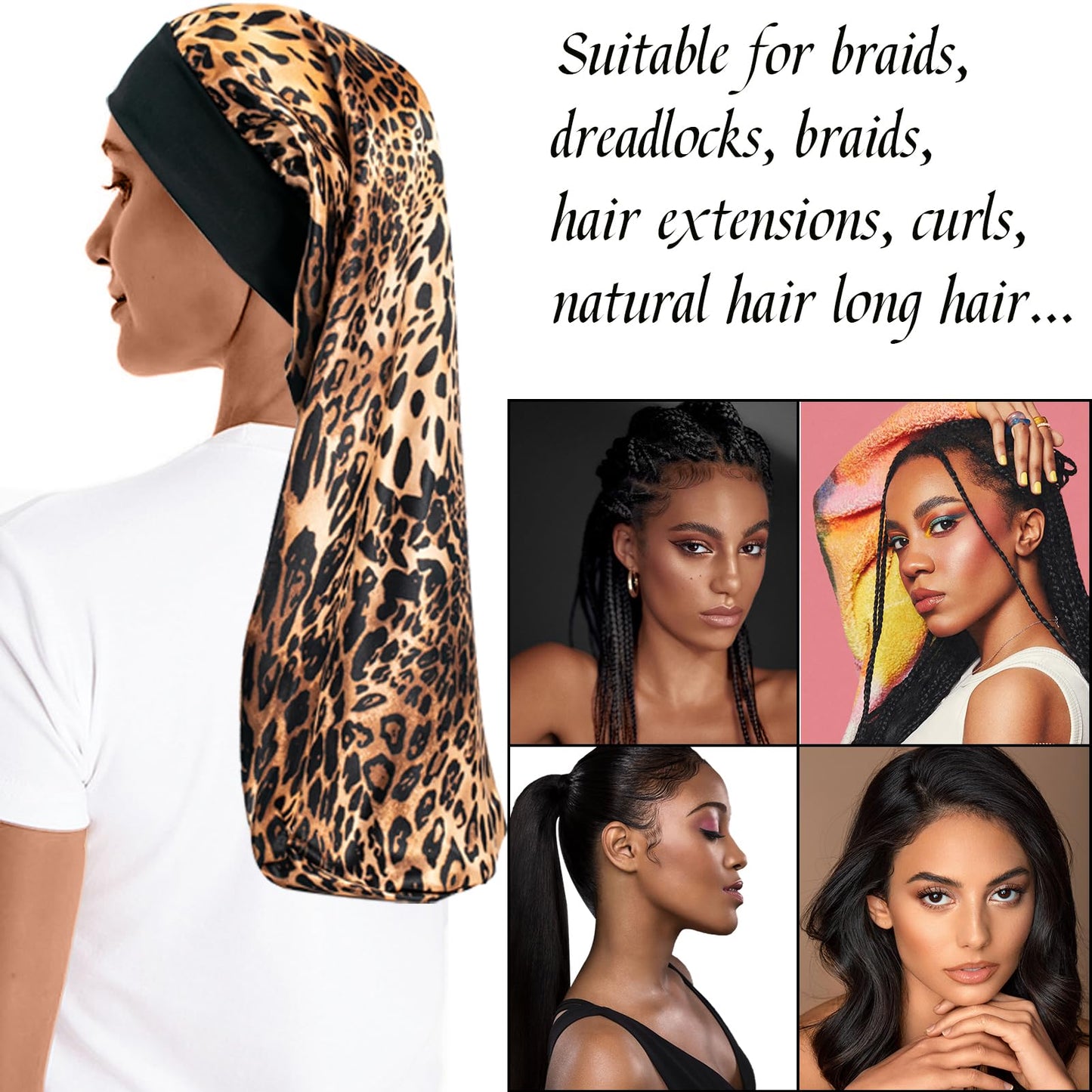 Braid and Loc Mousse for Hair Braiding, Twists, Braids and Locs - No Flake, Extra Hold, High Shine, Moisturizing, Frizz Control, Lightweight, Easy Application, with Leopard Silky Du-rag