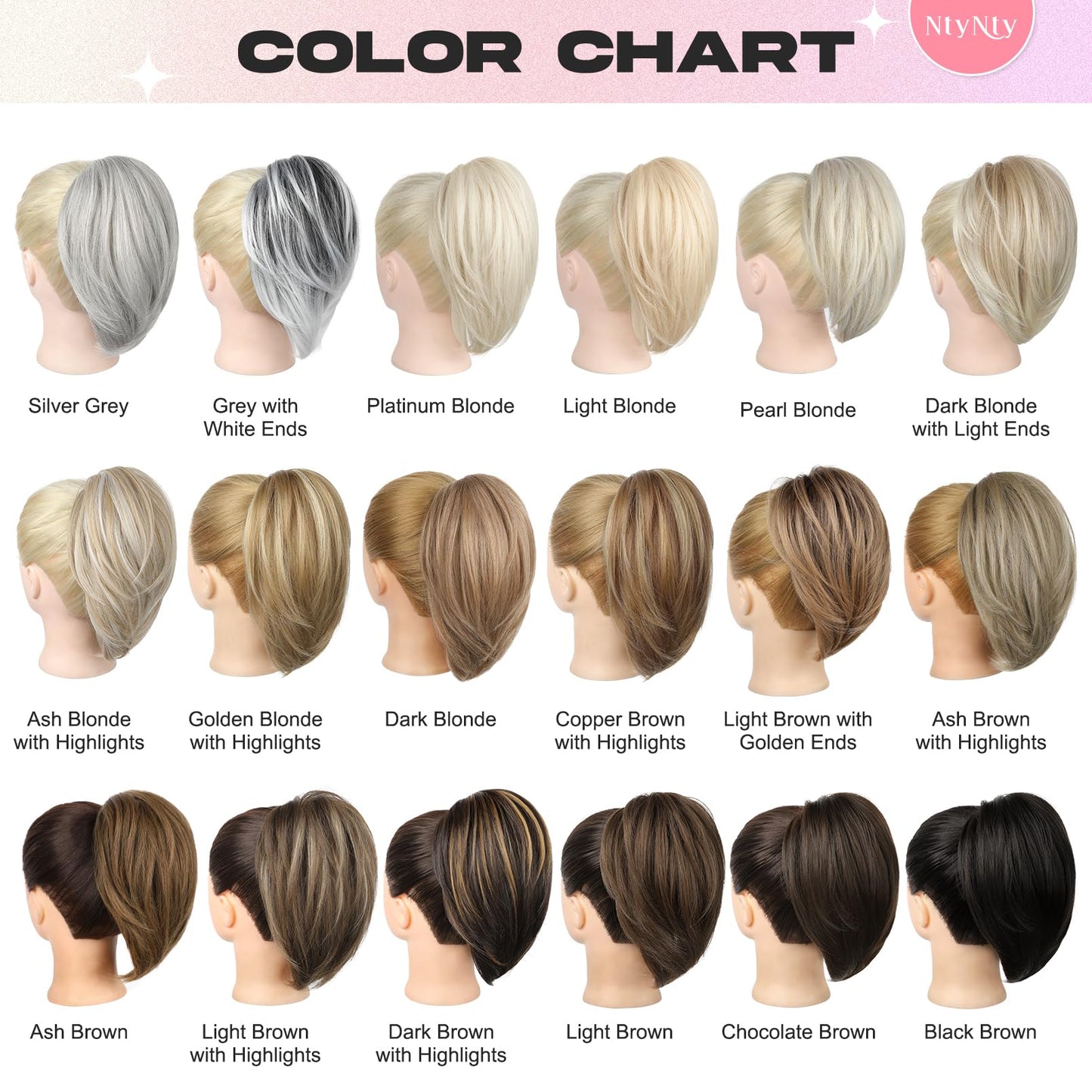 NTYNTY Ponytail Extension, 10" Short Claw Clip in Ponytail Hair Extensions Messy Bun Hair Piece Natural Soft Synthetic Straight Pony Tail Hair Pieces for Women - Black