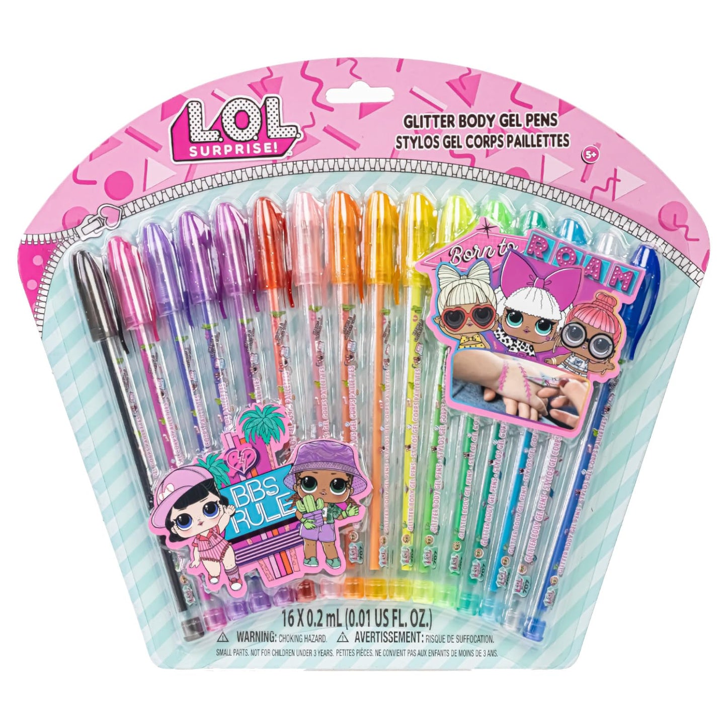 L.O.L Surprise 16 Piece Glitter Pen Body Art Set, Glittery and Bright Colors, Ages 3+ by Townley Girl