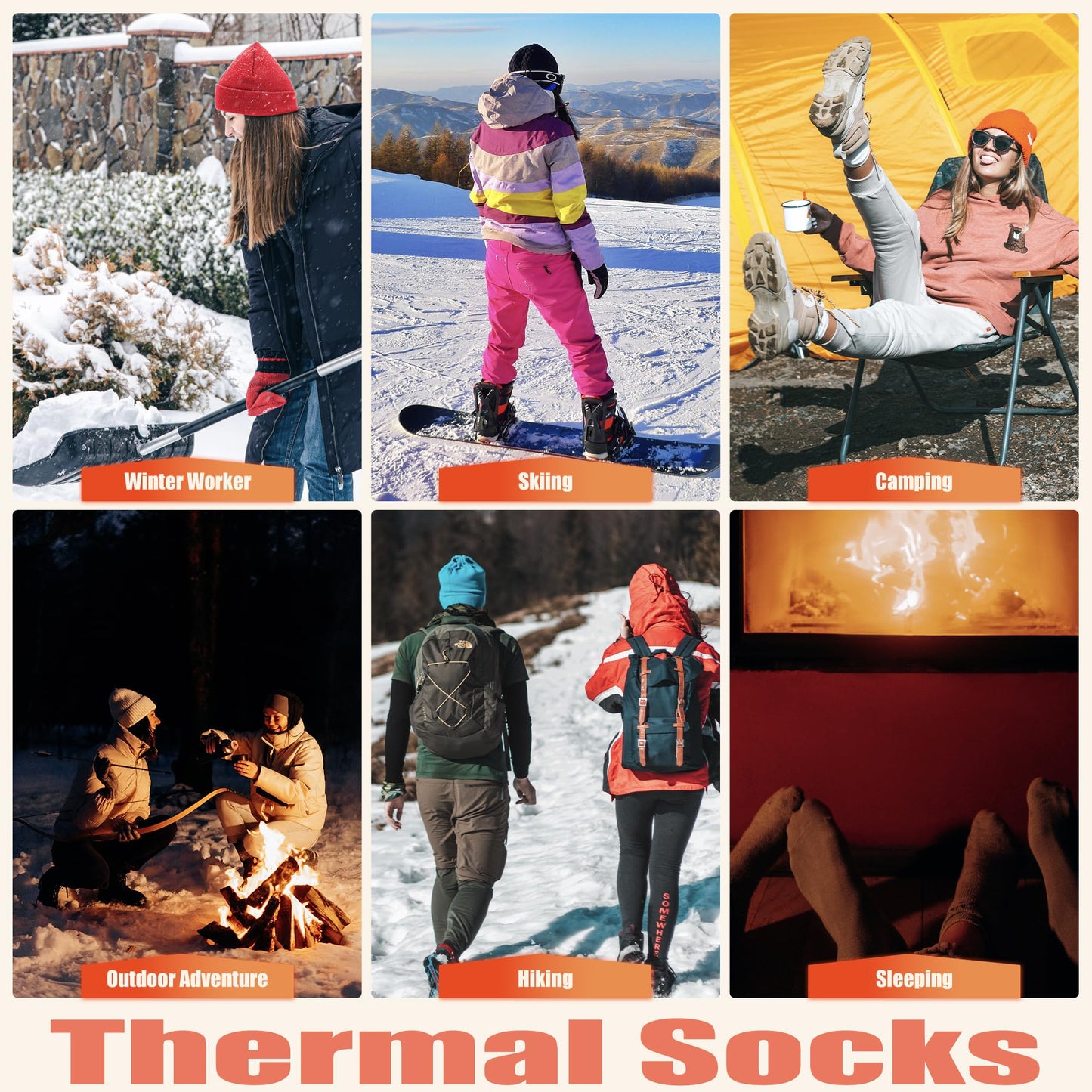 Tough Land 3 Pairs of Thermal Socks for Women Heat Trapping Warm Winter Socks