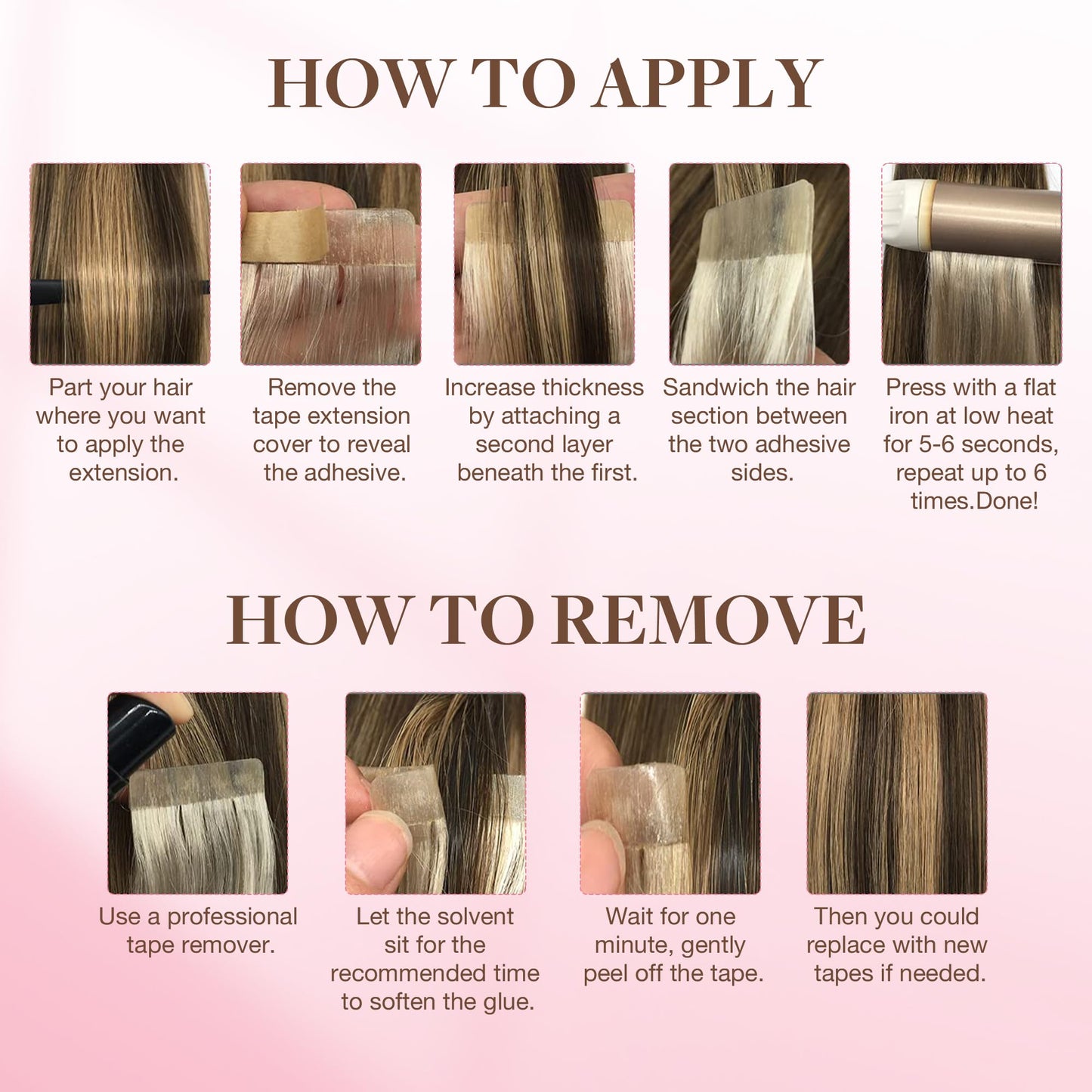 GOO GOO Hair Extension Double Sided Adhesive Replacement Tape, Professional Strong for Tape in Extensions 48pcs, 1.6 * 0.3inch per Piece