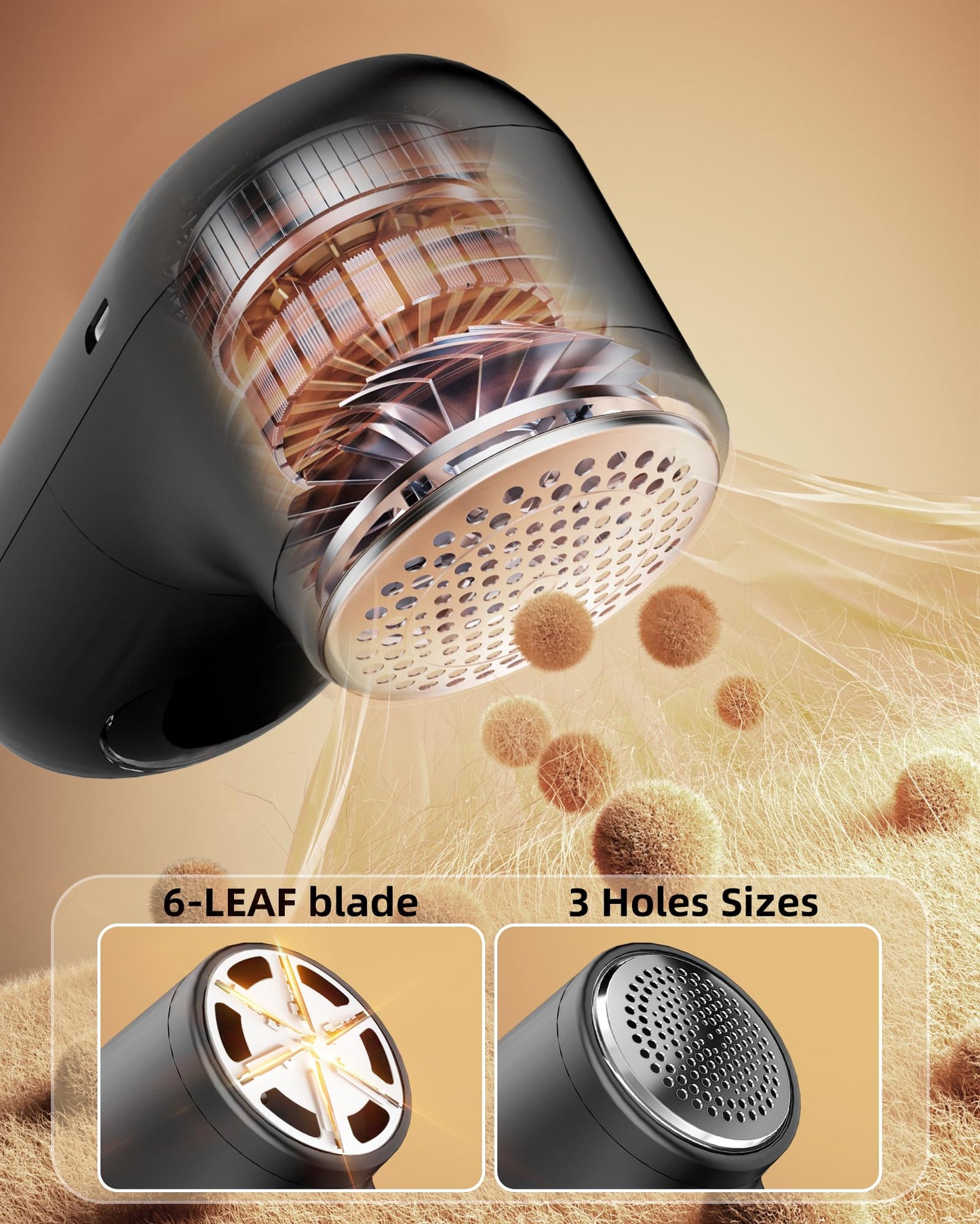 Fabric Shaver Lint Remover, Rechargeable Lint Shaver with 6-Leaf Blades, Sweater Defuzzer, Quickly Remove Fuzz Lint Balls for Clothes, Sweater, Couch, Blanket, Curtain, Wool, Cashmere