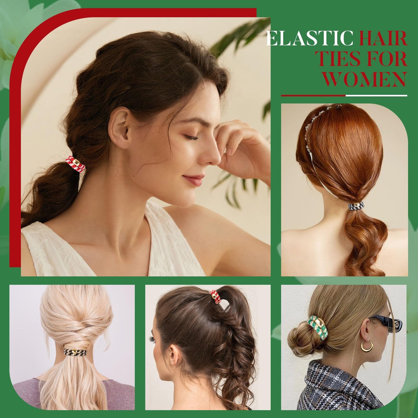 FORENEE Hair Ties No Damage - 10PCS Ponytail Holders - Elastic Hair Ties for Thick Hair - Braided Hair Bands for Women Girls's Hair - Christmas Limited