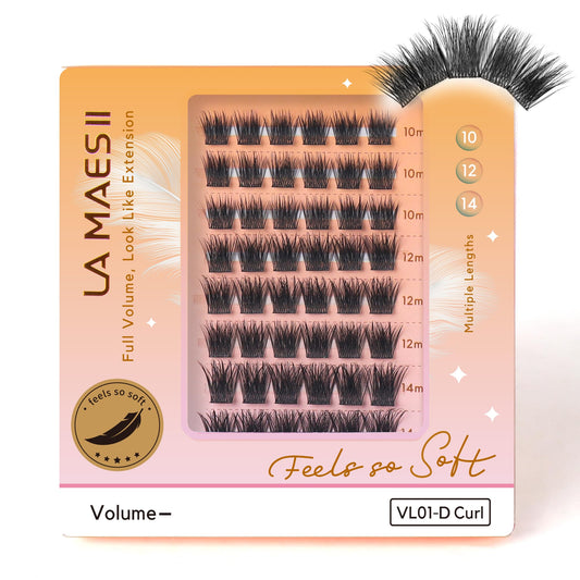 LA MAESII Lash Clusters, Volume Cluster Lashes DIY Eyelash Extensions, Wispy Individual Lashes False Eyelashes Clusters, Soft & Thin Band Reusable 10-12-14mm (Volume-D)