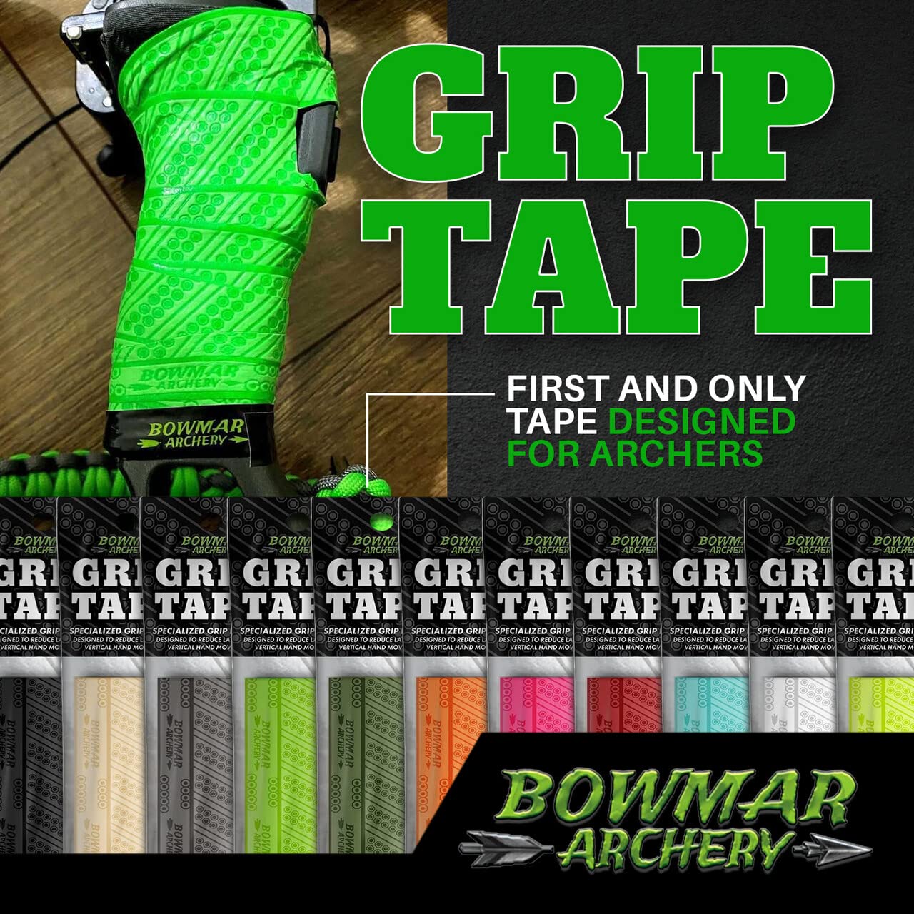 Bowmar Archery Grip Tape, Designed for Archers, Self-Adhering, Effective in Dry or Wet Conditions, Comfortable, Tacky, Easy to Install (Grey)