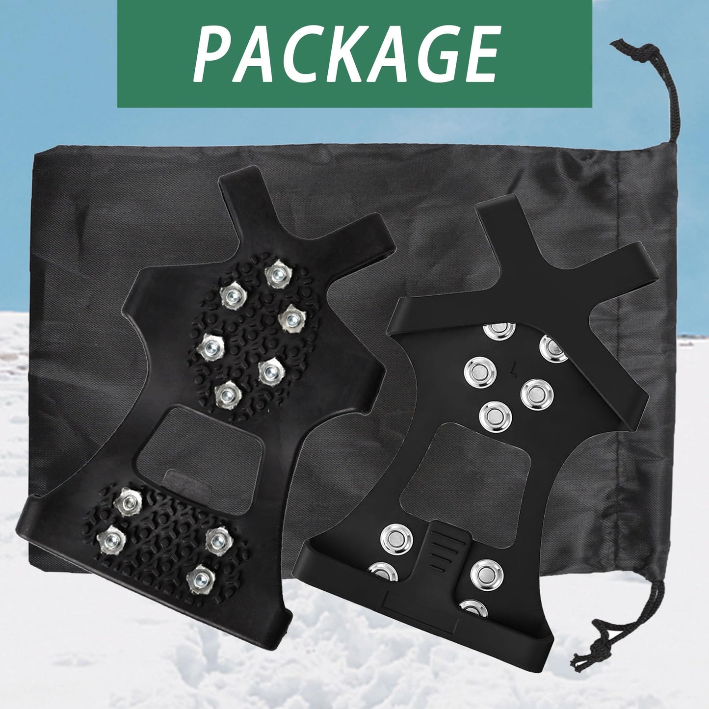 Ice Cleats Snow Traction Cleats Crampons for Shoes and Boots Non-Slip Overshoe Crampons for Women Men Walking on Snow and Ice(L)