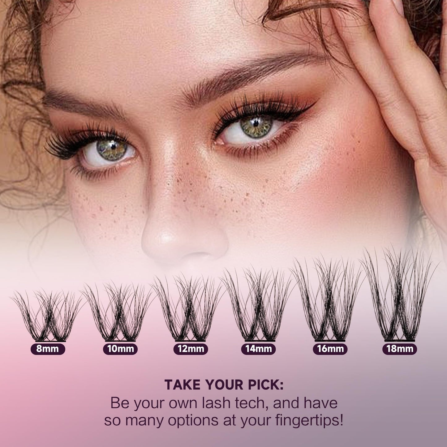 Mayhug Lash Clusters DIY Eyelash Extensions 144 Clusters Lashes D Curl 3D Eyelash Clusters Extensions Wispy Lashes Cluster Ultra-Soft & Super Light & DIY at Home (Prism)