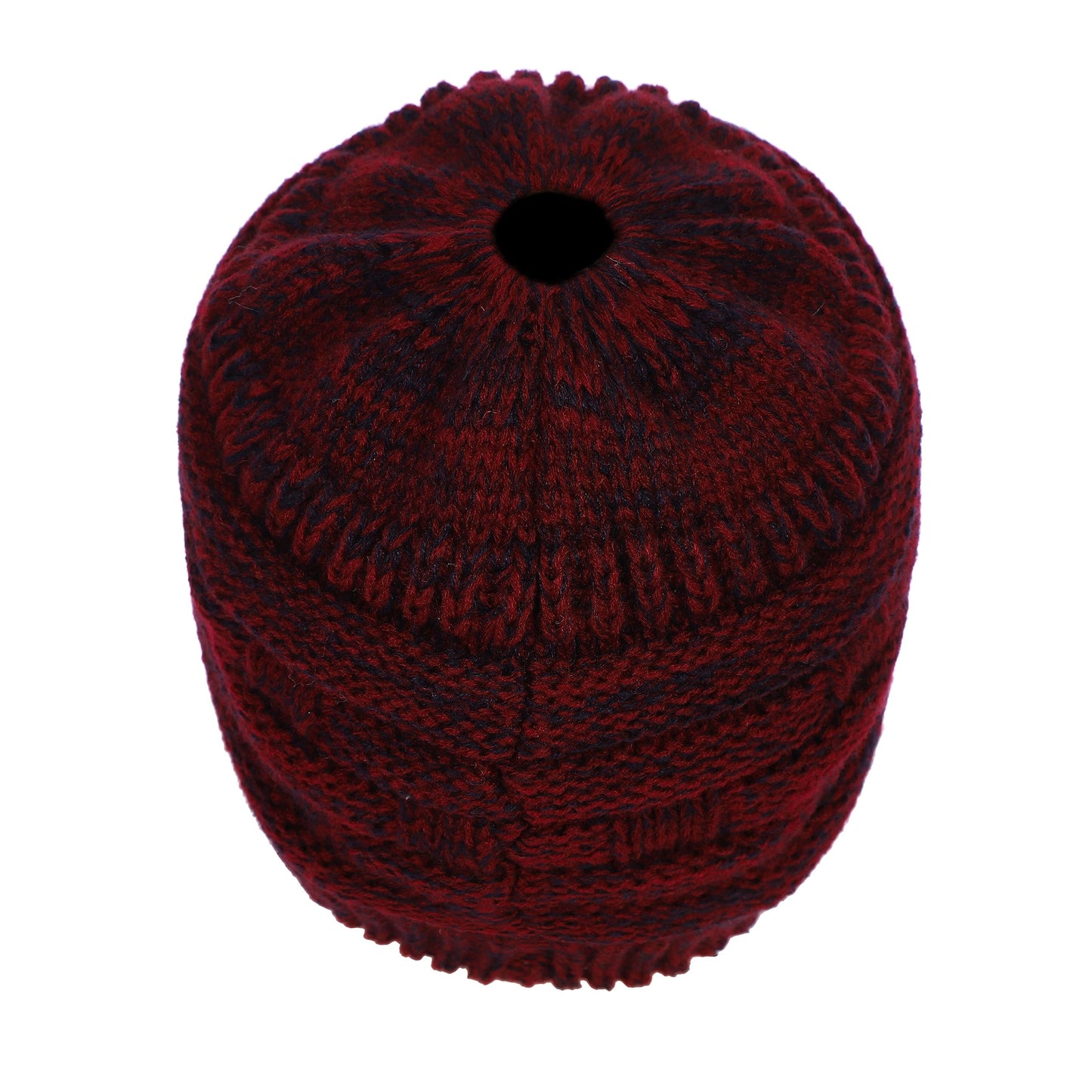 Soul Young Ponytail Messy Bun Beanie Tail Knit Hole Soft Stretch Cable Winter Hat for Women(One Size,Burgendy)