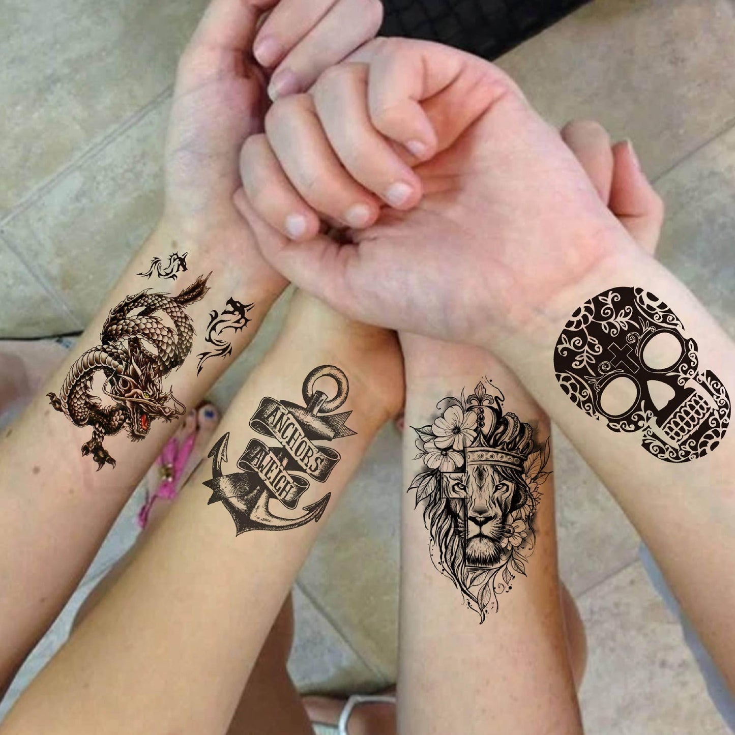 71 Sheets Small Cute Temporary Tattoos For Women Men Hands Neck Finger, Floral Space Moon Fake Long Lasting Tattoos Adults, Lavender Anchor Panda Halloween Snake Dragon Tiger Lion Animals Tattoos