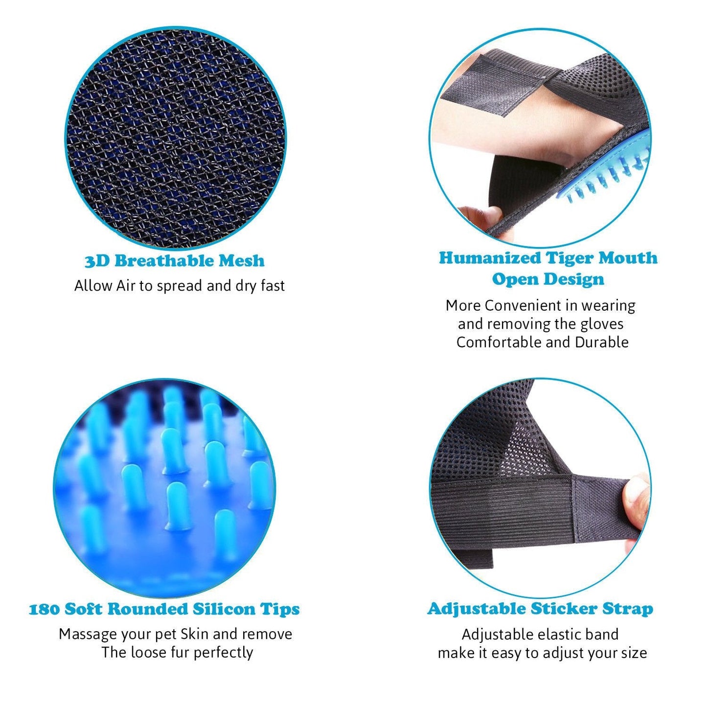 VeniCare Pet Grooming Glove - Gentle Deshedding Brush Glove - Efficient Pet Hair Remover Mitt - Massage Tool with Enhanced Five Finger Design - Perfect for Dogs & Cats with Long & Short Fur
