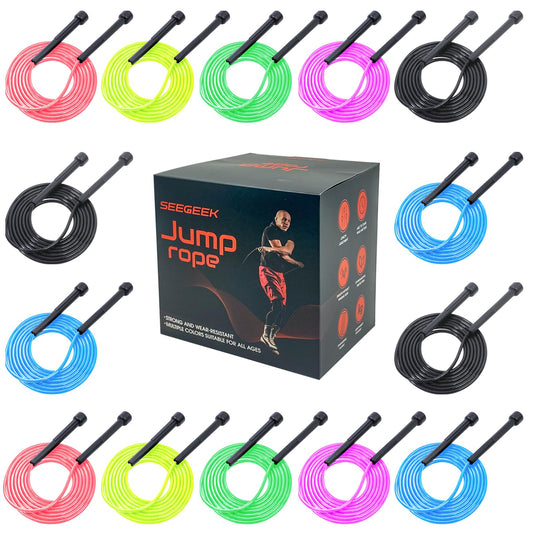 HELLOBOZS 14 Pack Adjustable PVC Jump Rope for Cardio Fitness - Versatile Jump Rope for Kids Women Men Christmas Gift -Tangle-Free for Keeping Fit, Training, Workout
