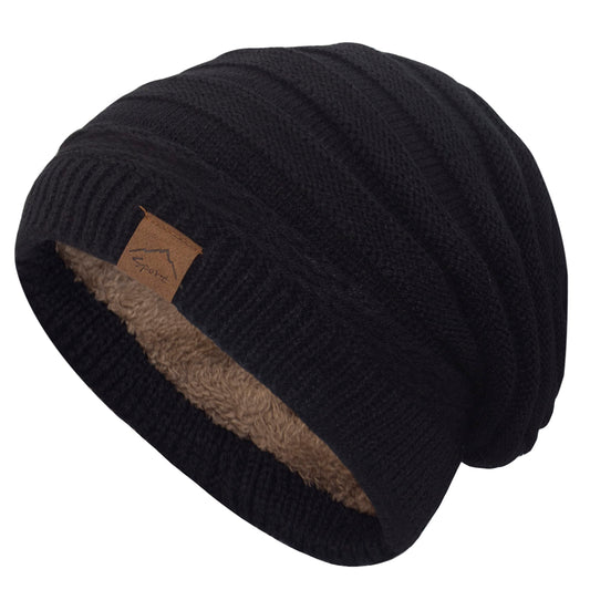 Muryobao Women's Slouchy Beanie Hat Winter Warm Fleece Lined Chunky Baggy Ski Cap Soft Strecth Oversized Cable Knit Hats Black