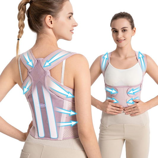 Posture Corrector for Women – 2-in-1 Back Brace with Shoulder Support, Adjustable Full Back Straightener for Upper & Lower Back Pain Relief, Hunchback, Scoliosis & Spine Alignment (M Waist 32”- 41” )