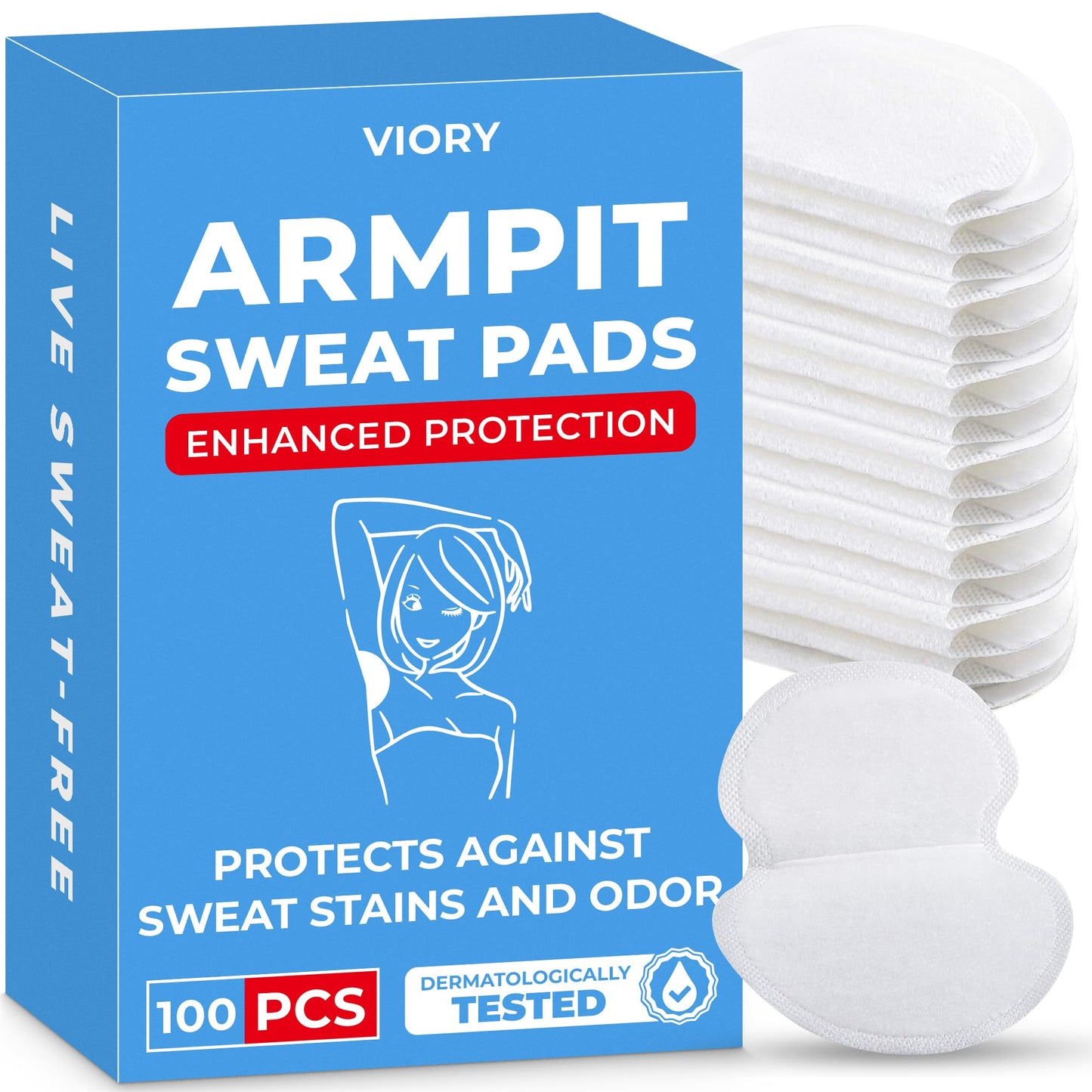 Armpit Sweat Pads for Under Arms - Extra Comfort, For Hyperhidrosis, for Men and Women, Not Visible, Disposable Underarm Dress Shields/Guards, Enhanced Anti Sweat Protection