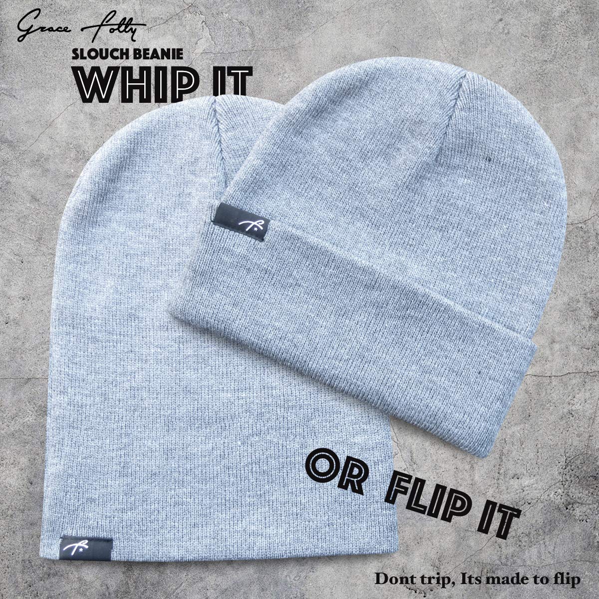 Grace Folly Slouch Beanie Hat Winter Cap for Men or Women (Many Colors) (Light Grey)