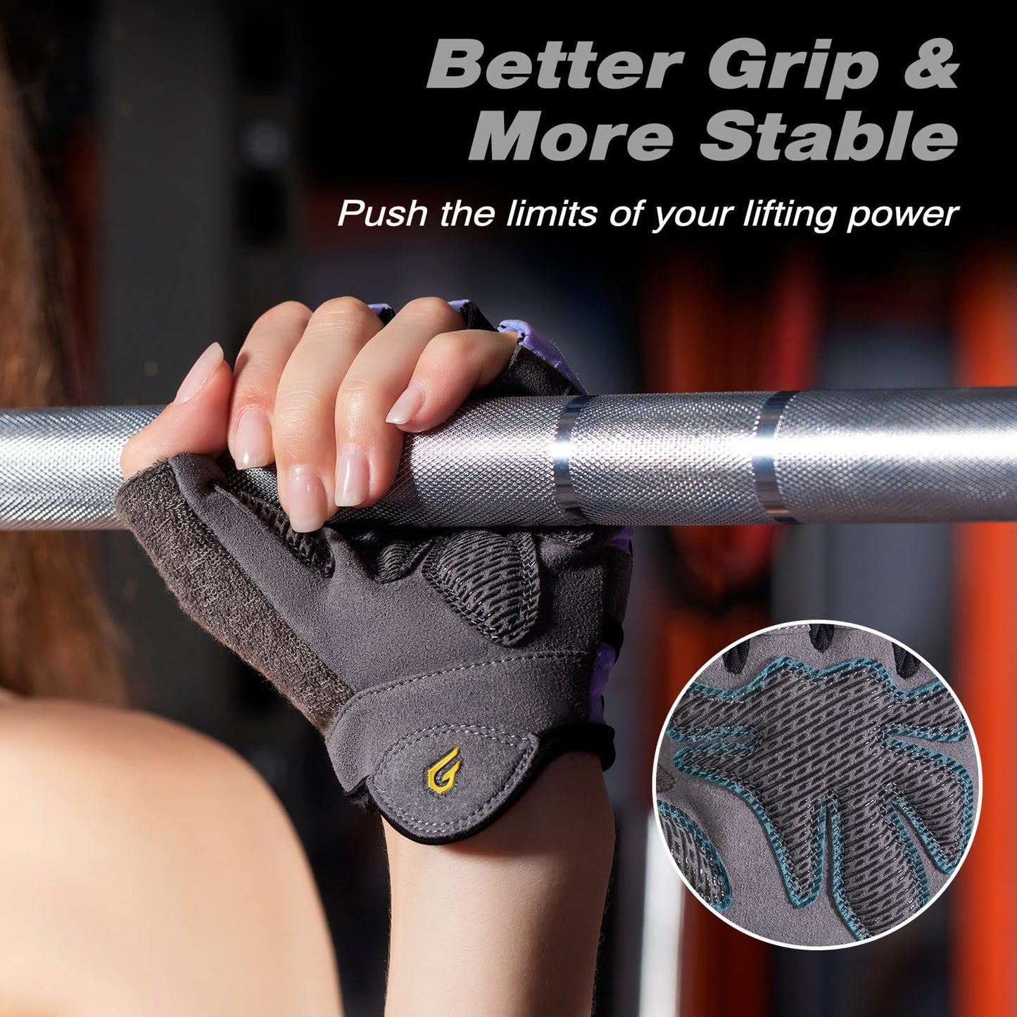 Glofit Workout Gloves for Women and Men, Weight Lifting Gloves Anti-Slip Padded Palm, Light Weight Fingerless Powerlifting Fingerless Gym Gloves for Exercise, Fitness, Training, Cycling