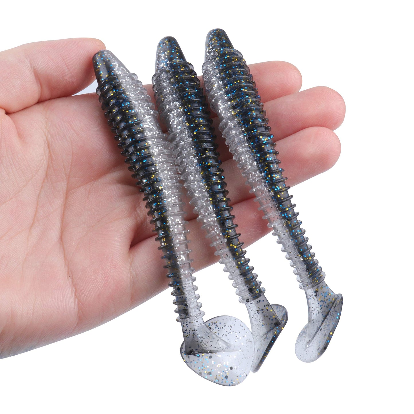 RUNCL Swimbaits Paddle 10/20/30/40PCS, 5/4/3/2 Inchs Paddle Tail, Soft Lure for Trout Crappie Bass, Durable Plastic Bait Swimmer for Saltwater/Freshwater, Fishing Lover's Gift