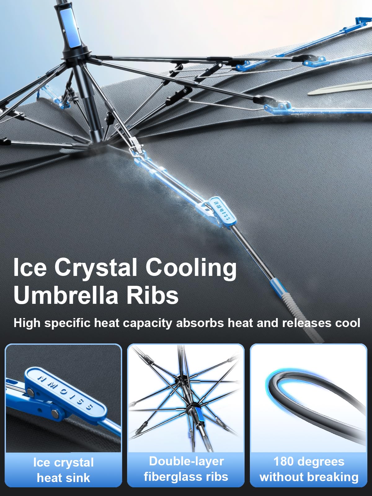[2025 Upgraded] Nmoiss Windshield Sun Shade Umbrella [Ice Rib High Speed Cooling] 99% UV Blocking Protects Car from Sun and Heat Damage, Keeps Cool and Protects Interior Medium (56" L x 31" W)