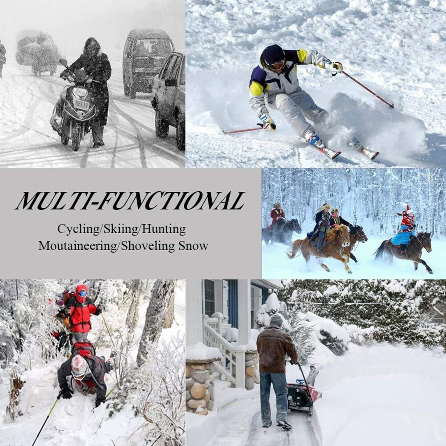 Muryobao Mens Winter Visor Beanie Hat Scarf Set Warm Knit Earflaps Hat Thick Fleece Lined Winter Cap with Neck Warmer for Outdoor Sports Black