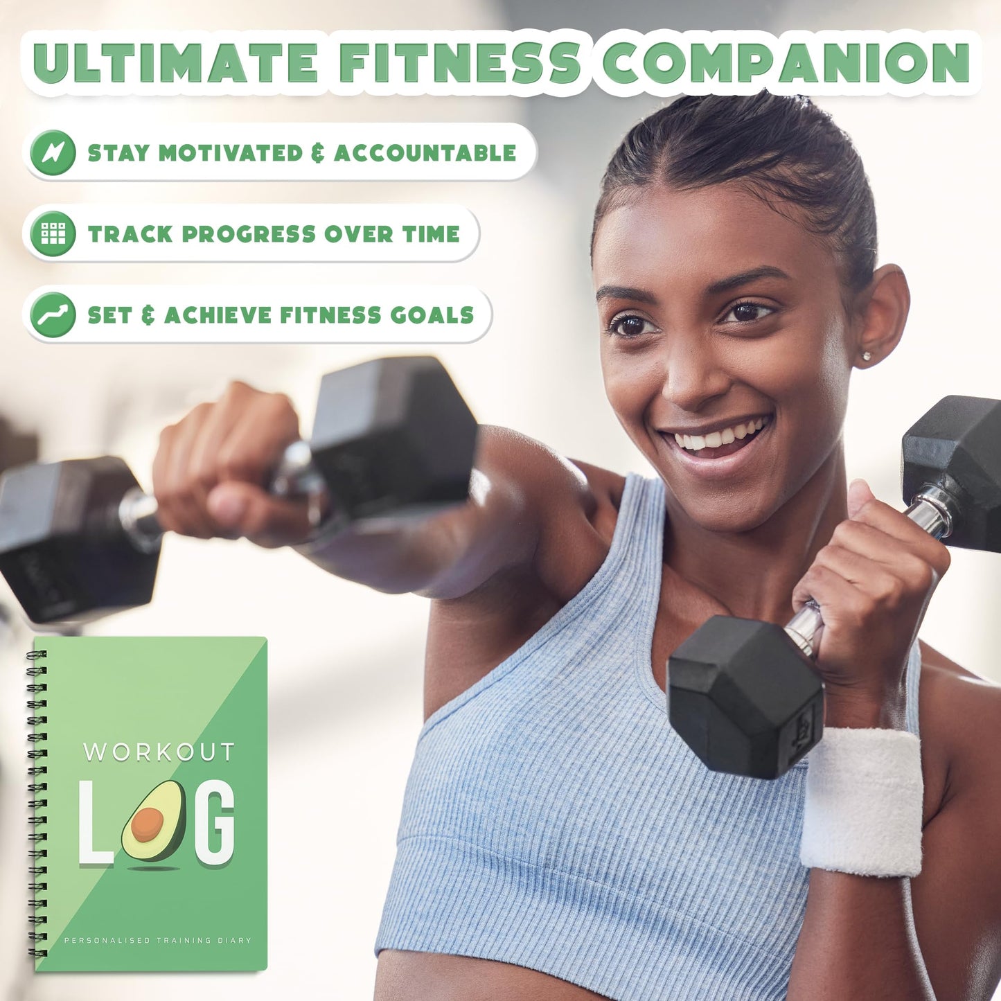 Workout Planner for Daily Fitness Tracking & Goals Setting (A5 Size, 6” x 8”, Avo Green), Men & Women Personal Home & Gym Training Diary, Log Book Journal for Weight Loss by Workout Log Gym