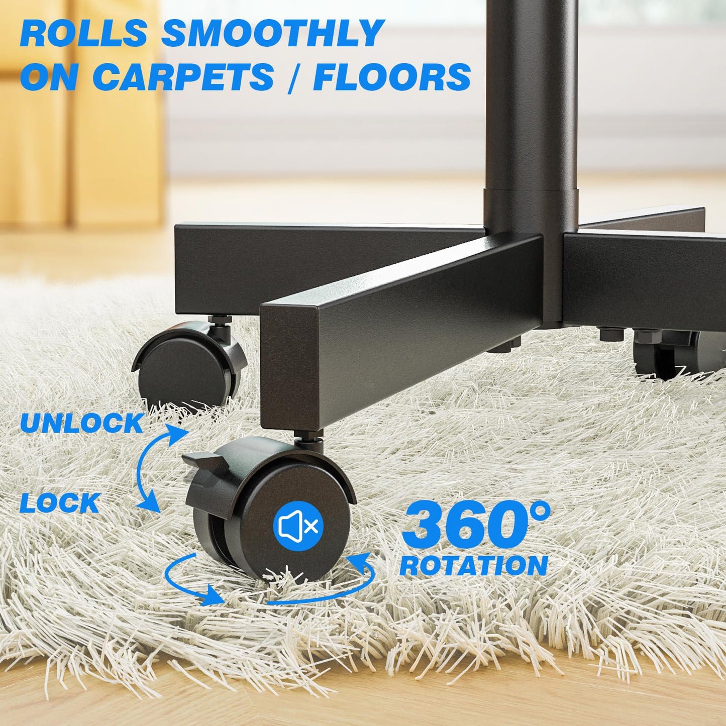 Rfiver Mobile TV Cart Rolling TV Stand for 23-60 Inch Screens, Portable TV Stand on Wheels with Tilt and Height Adjustable, Outdoor TV Mount Stand Holds up to 88 lbs for Home Office MAX VESA 400x400mm