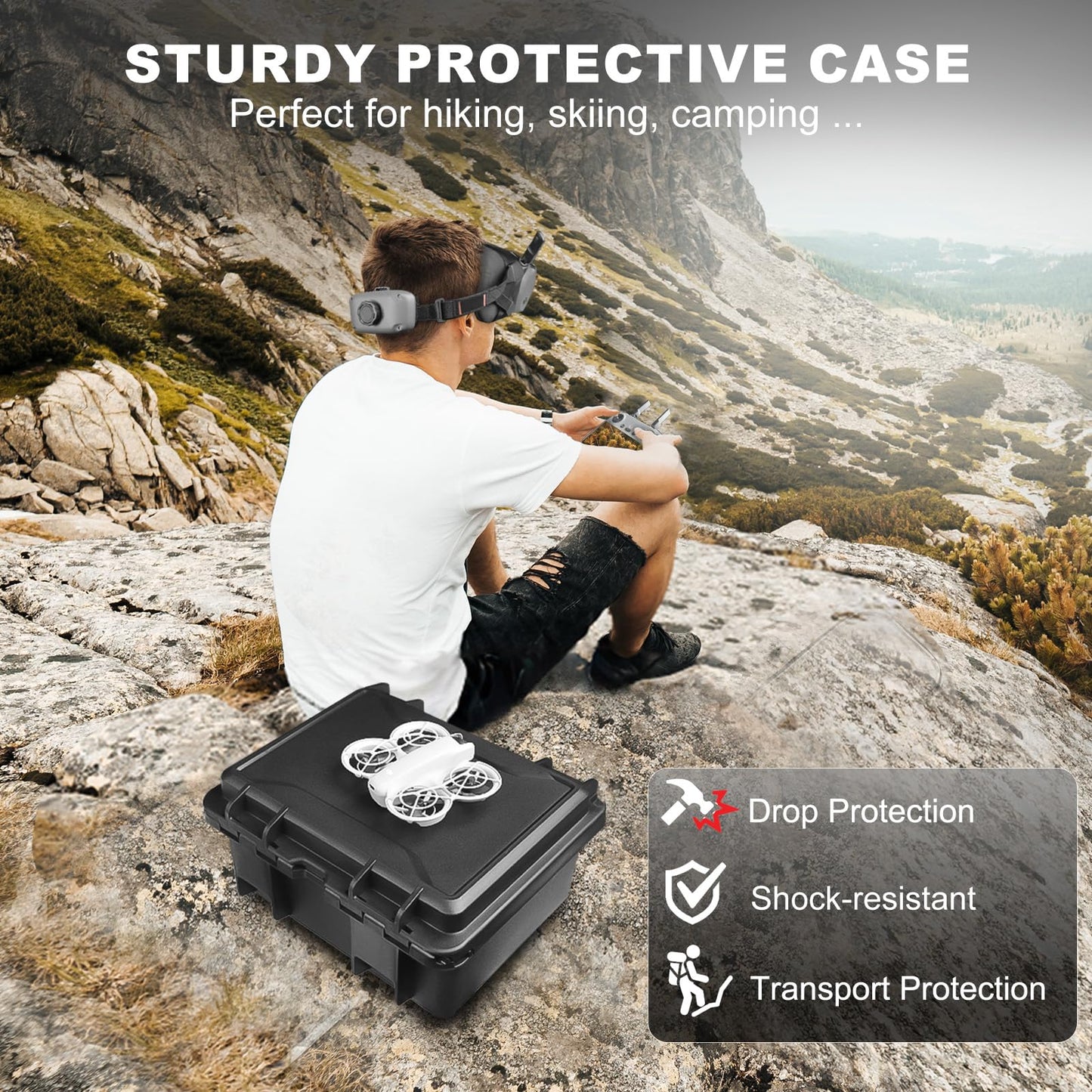 Lekufee Waterproof Hard Carrying Case for DJI Neo Drone, Neo Motion Fly More Combo, Goggles N3/3/2/Integra, RC 2/N3/N2/Motion 3/2 and Accessories (Case Only)