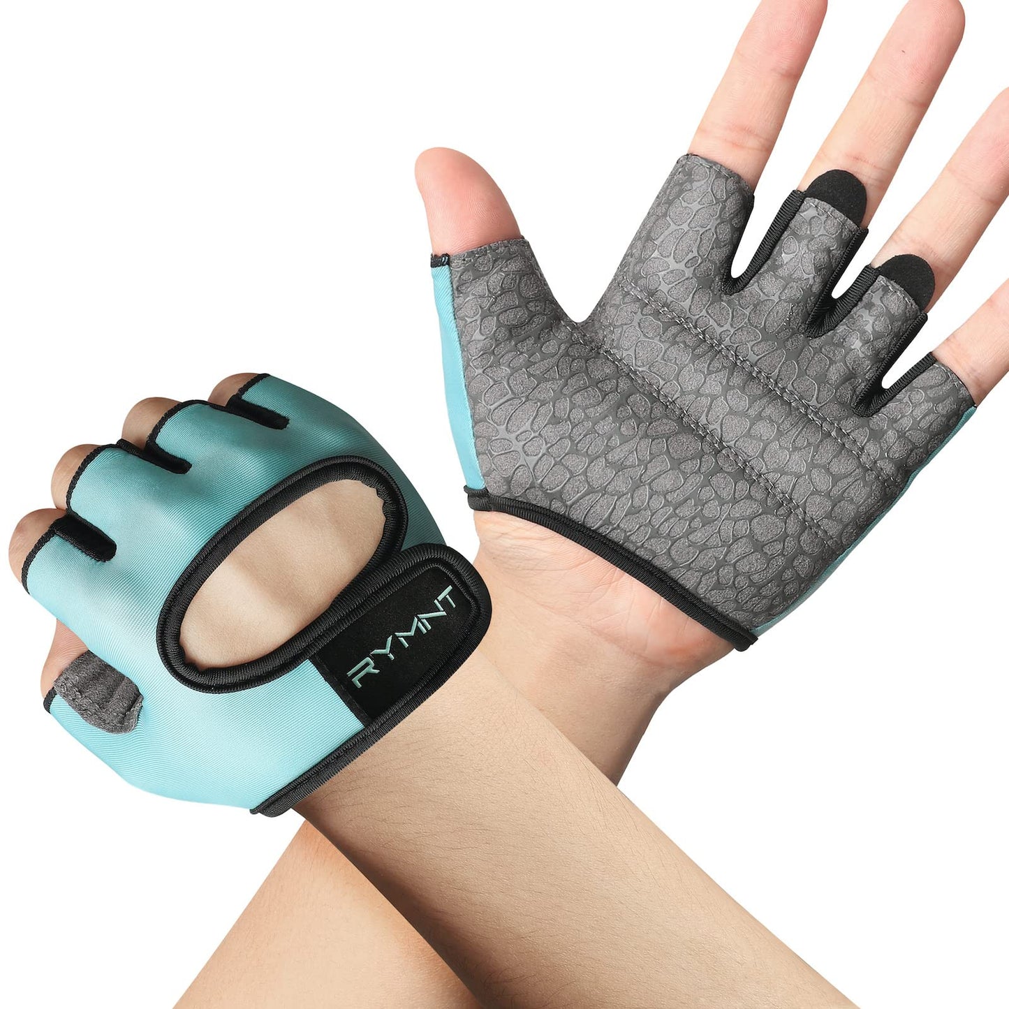 RYMNT Minimal Weight Lifting Gloves,Short Micro Workout Gloves Grip Pads with Full Palm Protection & Extra Grip for Men Women Weightlifting,Gym,Exercise Training.Aqua-Small