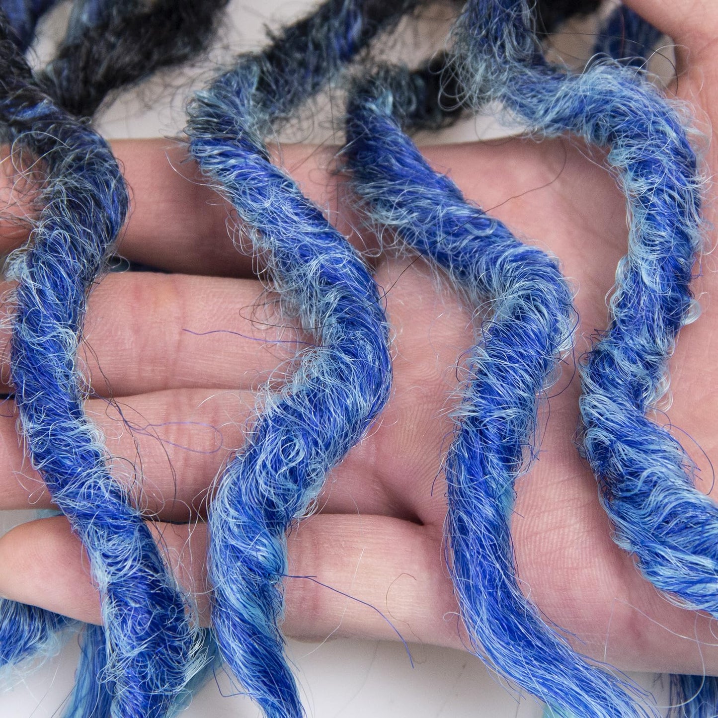 Faux Locs Crochet Hair 18Inch Goddess Locs Crochet Hair, 6Packs Blue Crochet Hair Pre Looped Soft Locs Curly Ends Dreadlock Extensions Faux Crochet Locs Synthetic Crochet Braids (1B/Blue, 18'')